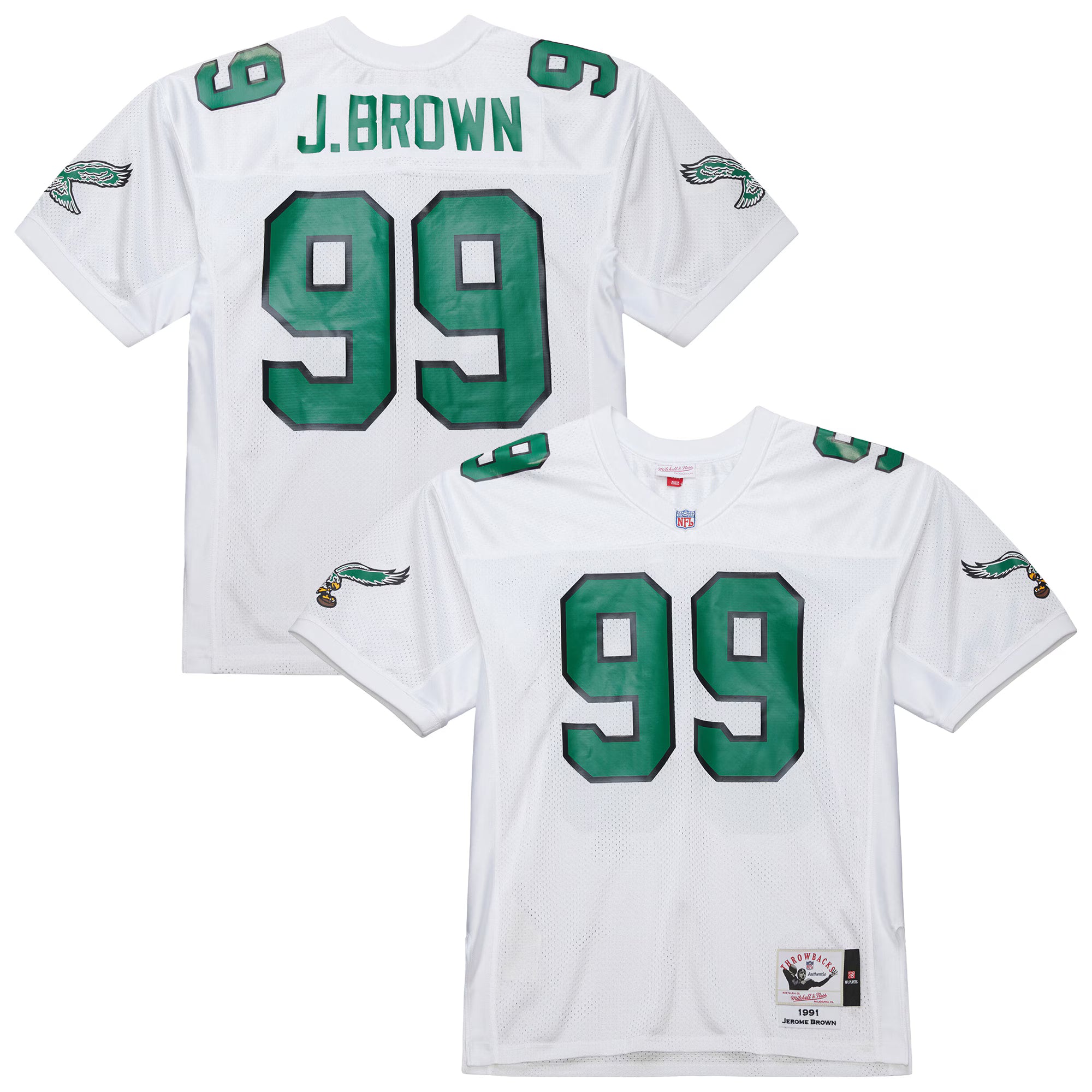 Jerome Brown Philadelphia Eagles Mitchell &amp; Ness 1991 Authentic Throwback Retired Player Jersey - White