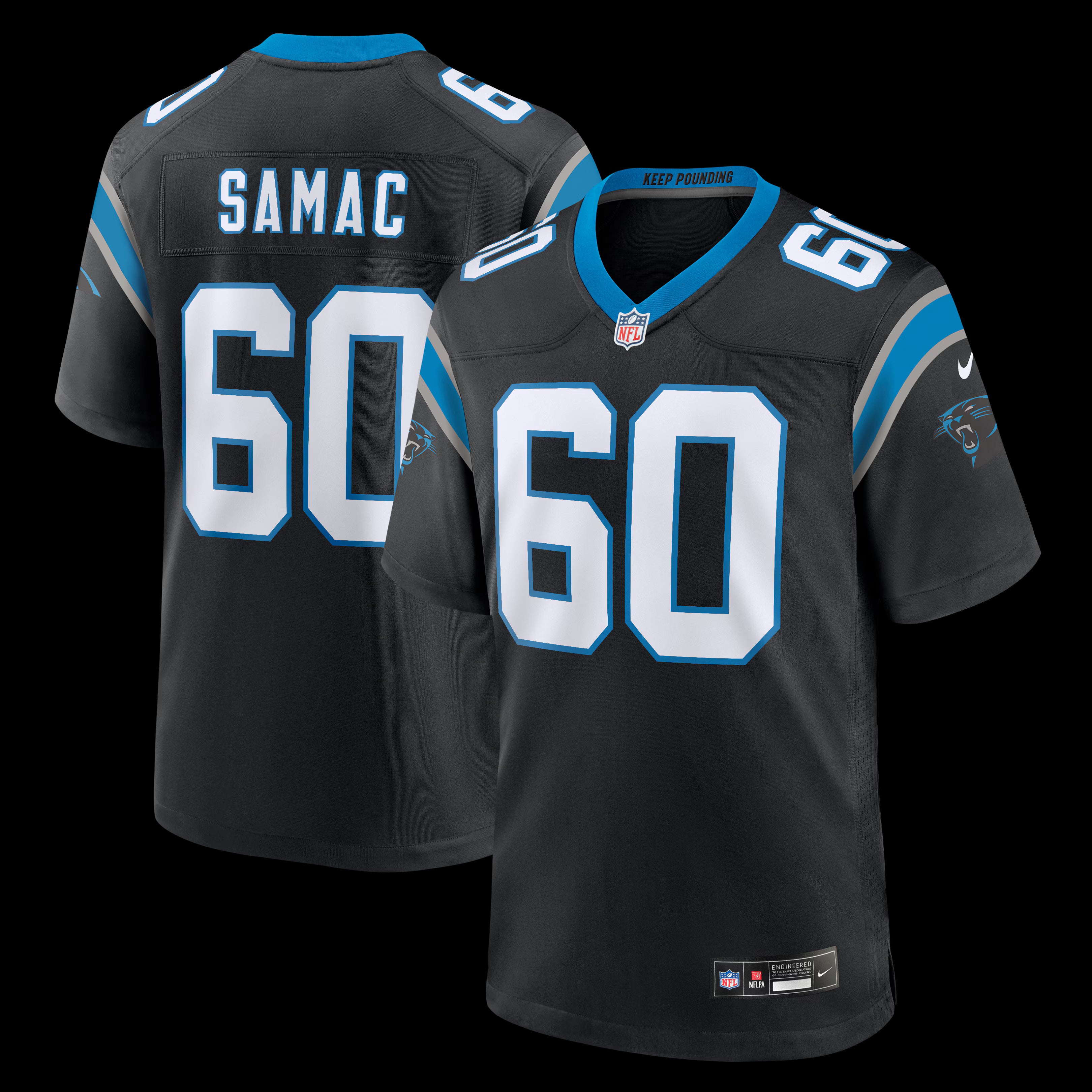 Nick Samac Carolina Panthers Nike Team Game Jersey -  Black