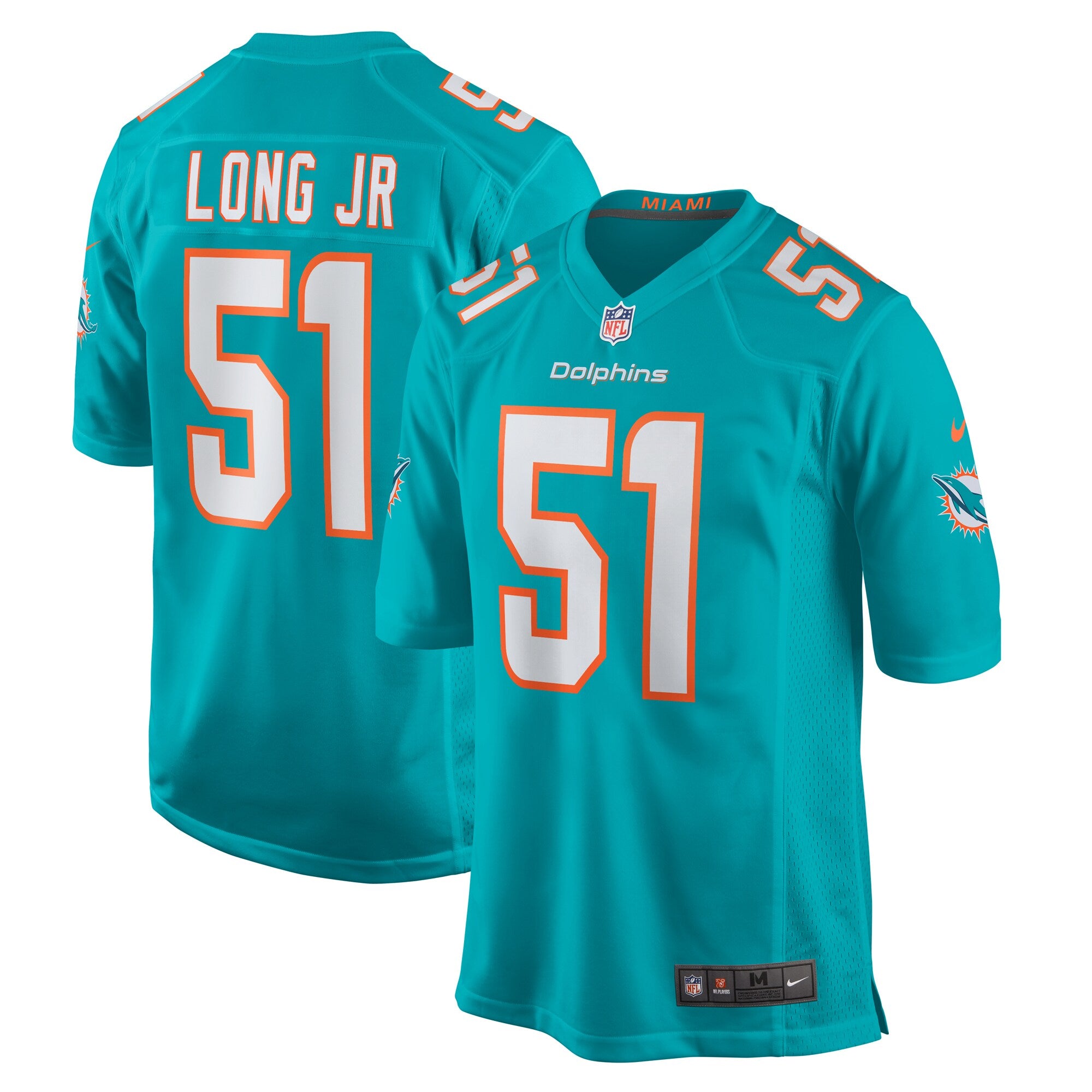 David Long Jr. Miami Dolphins Nike Game Jersey - Aqua