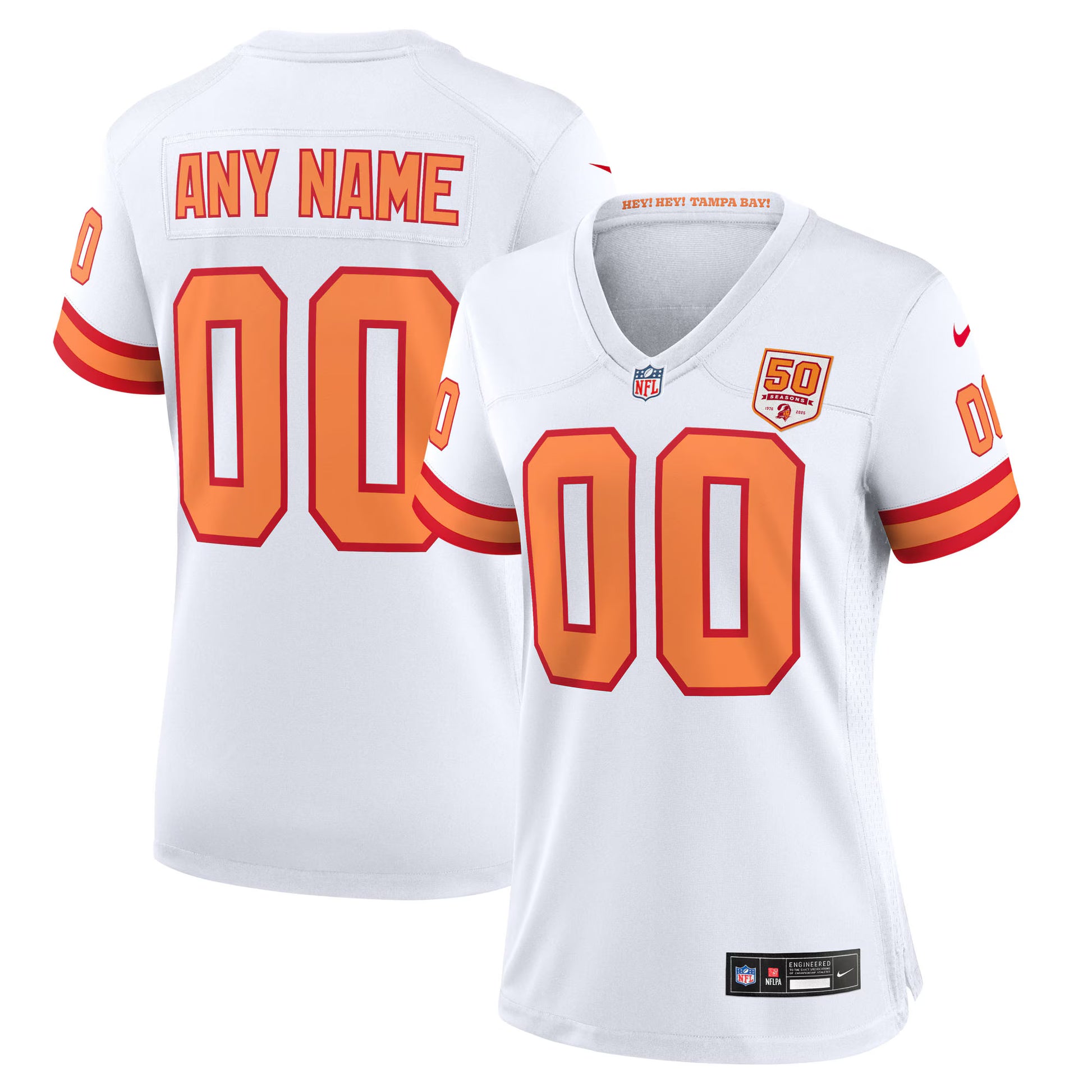 76 Tampa Bay Buccaneers Nike Women's 50th Season Alternate Custom Game Jersey - White