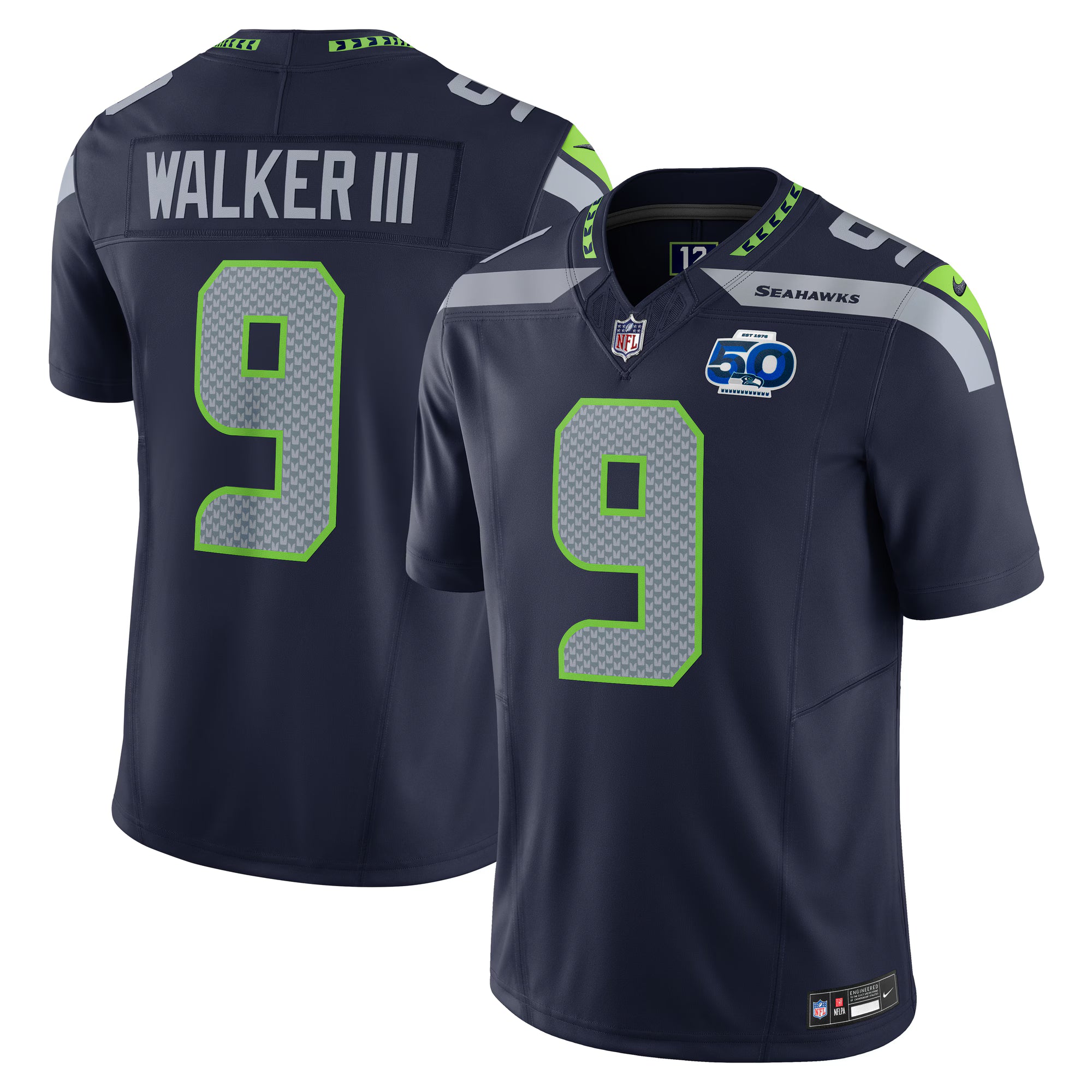 Kenneth Walker III Seattle Seahawks Nike Team 50th Season Vapor F.U.S.E. Limited Jersey - College Navy