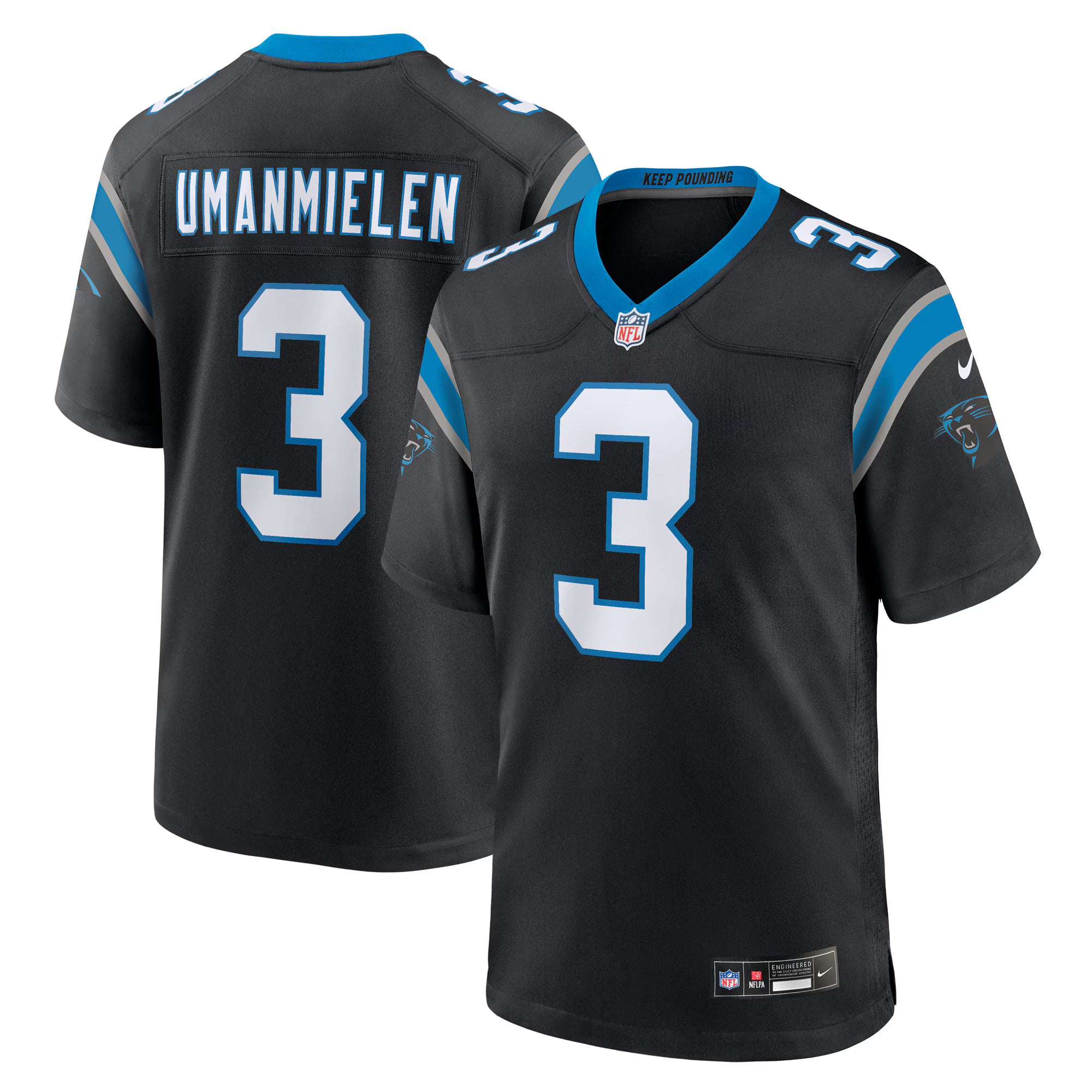 Princely Umanmielen Carolina Panthers Nike Team Game Jersey -  Black