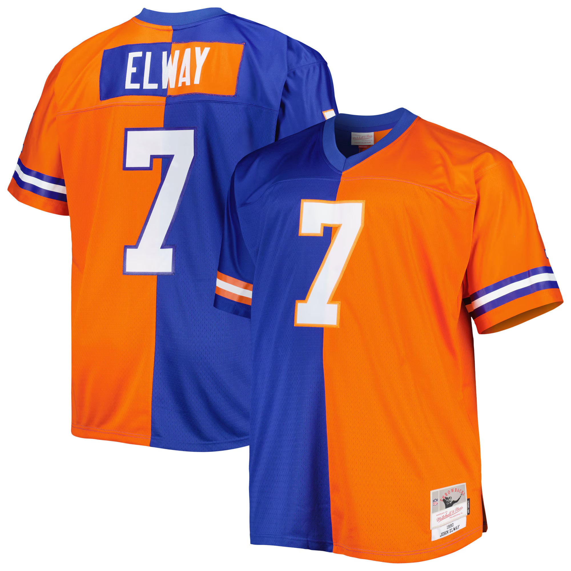 John Elway Denver Broncos Mitchell &amp; Ness Big &amp; Tall Split Legacy Retired Player Replica Jersey - Royal/Orange