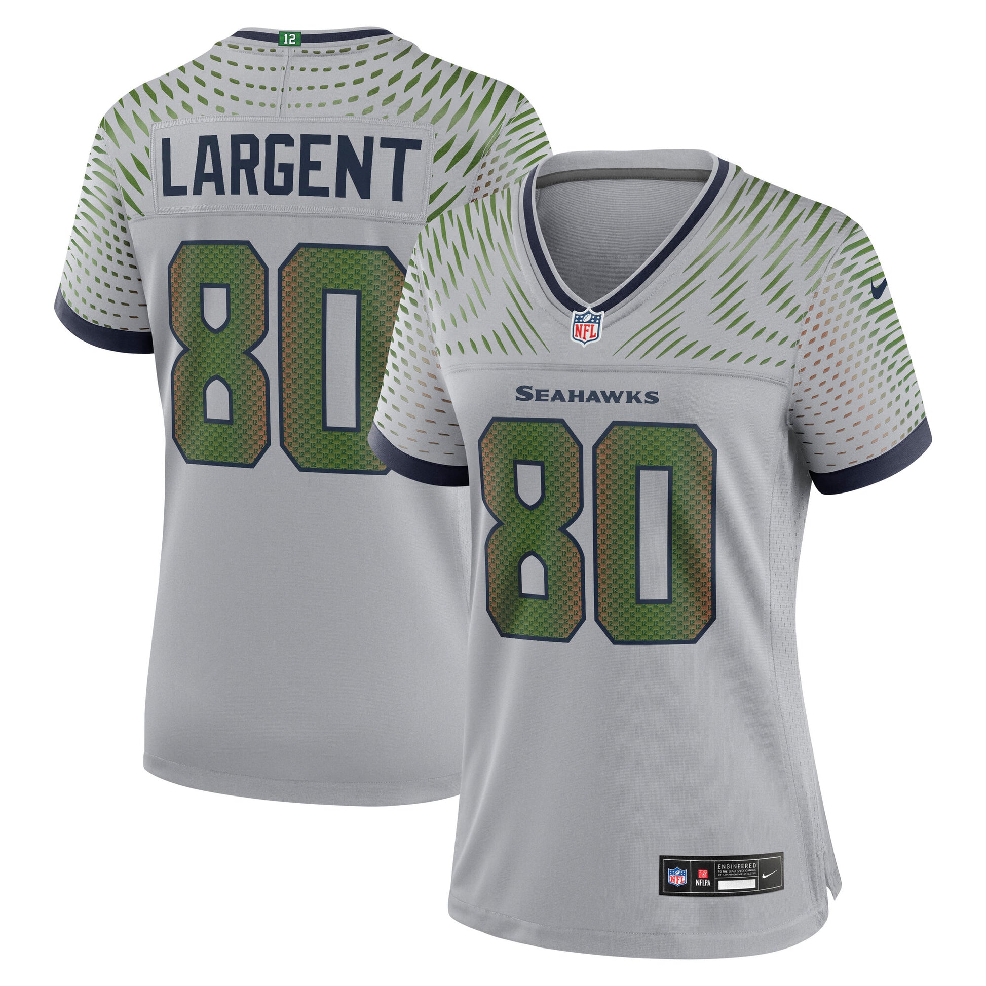 Steve Largent Seattle Seahawks Nike Women's 2025 Rivalries Collection Retired Game Jersey - Wolf Gray