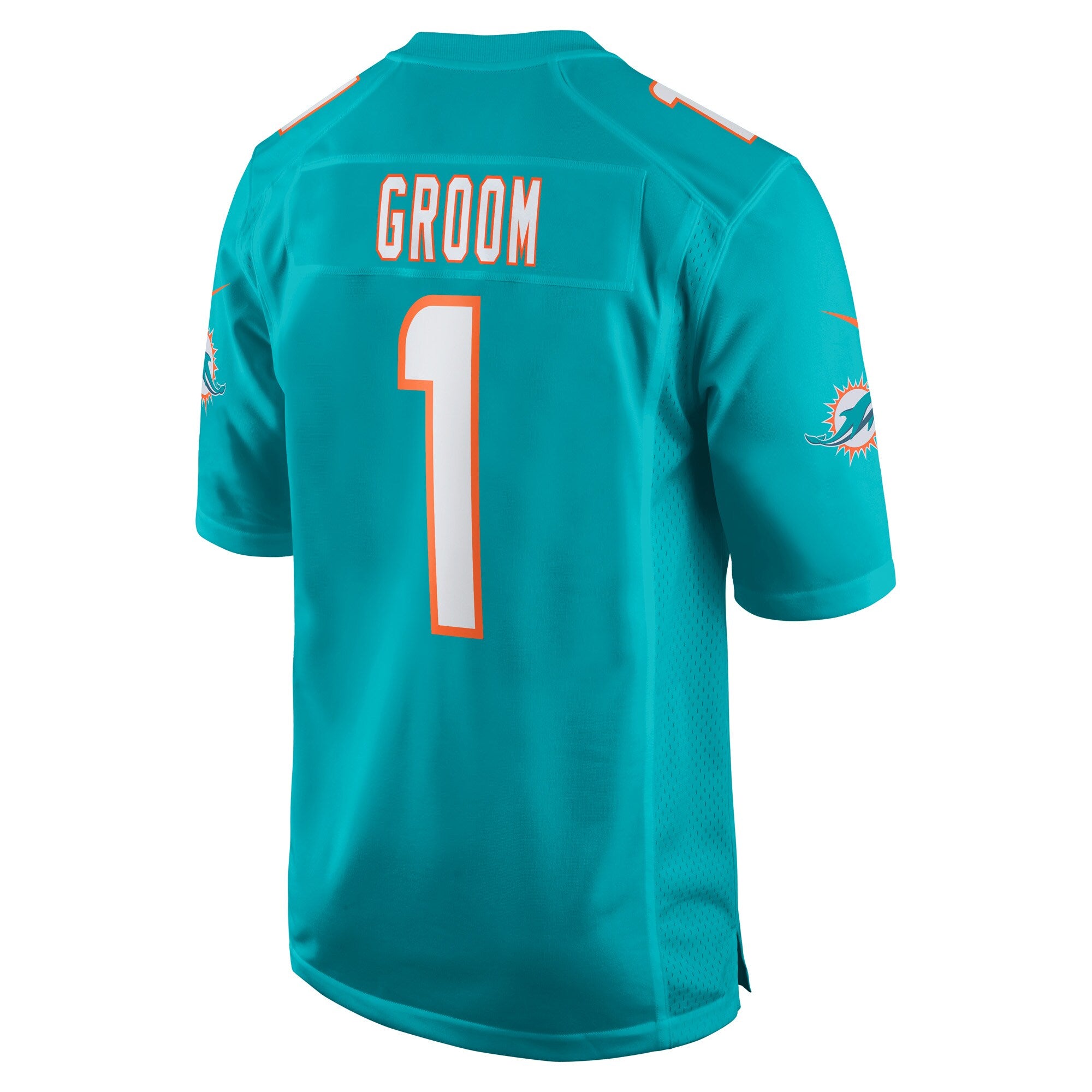 Number 1 Groom Miami Dolphins Nike Game Jersey - Aqua