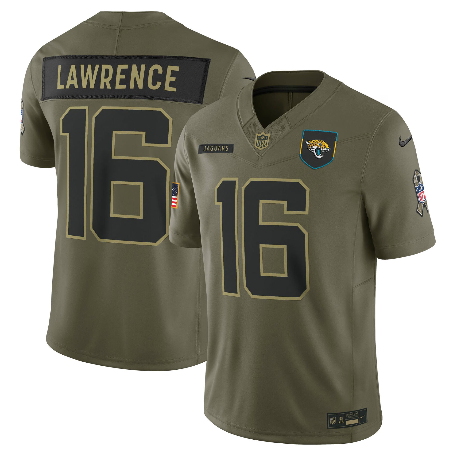Trevor Lawrence Jacksonville Jaguars Nike 2025 Salute to Service Limited Jersey - Olive