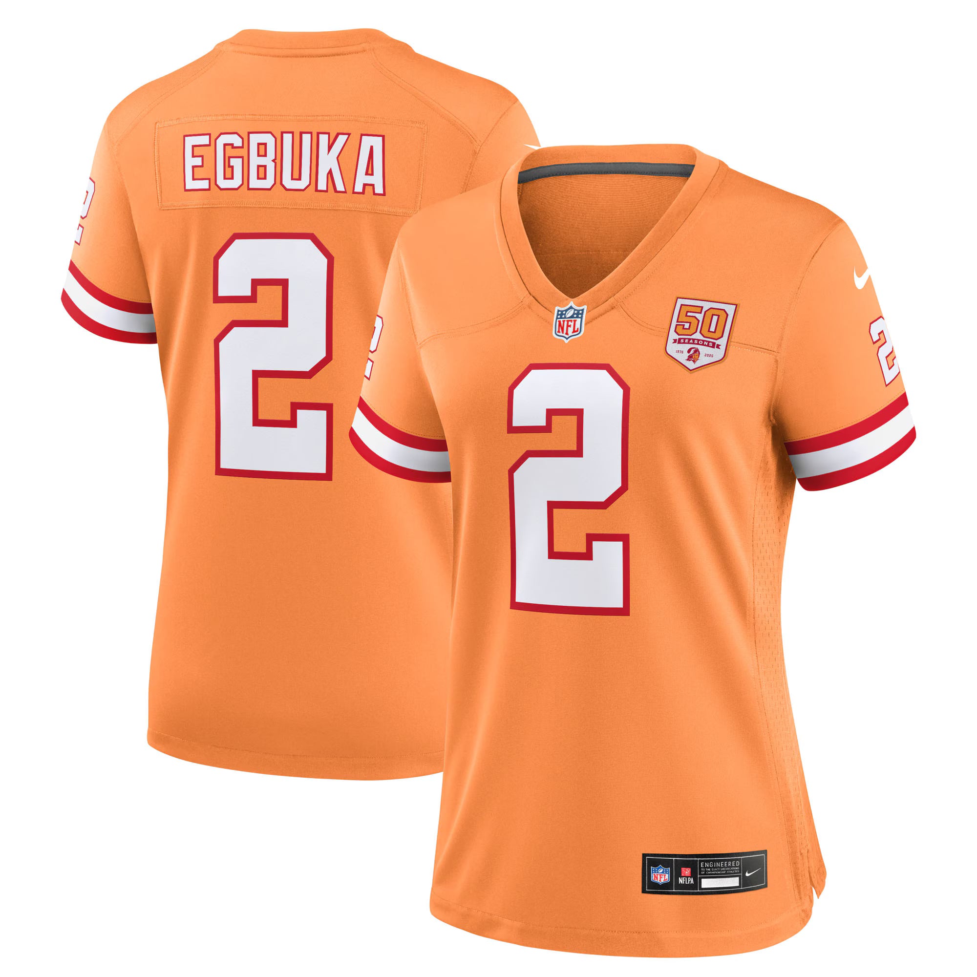 Emeka Egbuka  Tampa Bay Buccaneers Nike Women's Alternate 2 50th Season Game Jersey - Creamsicle