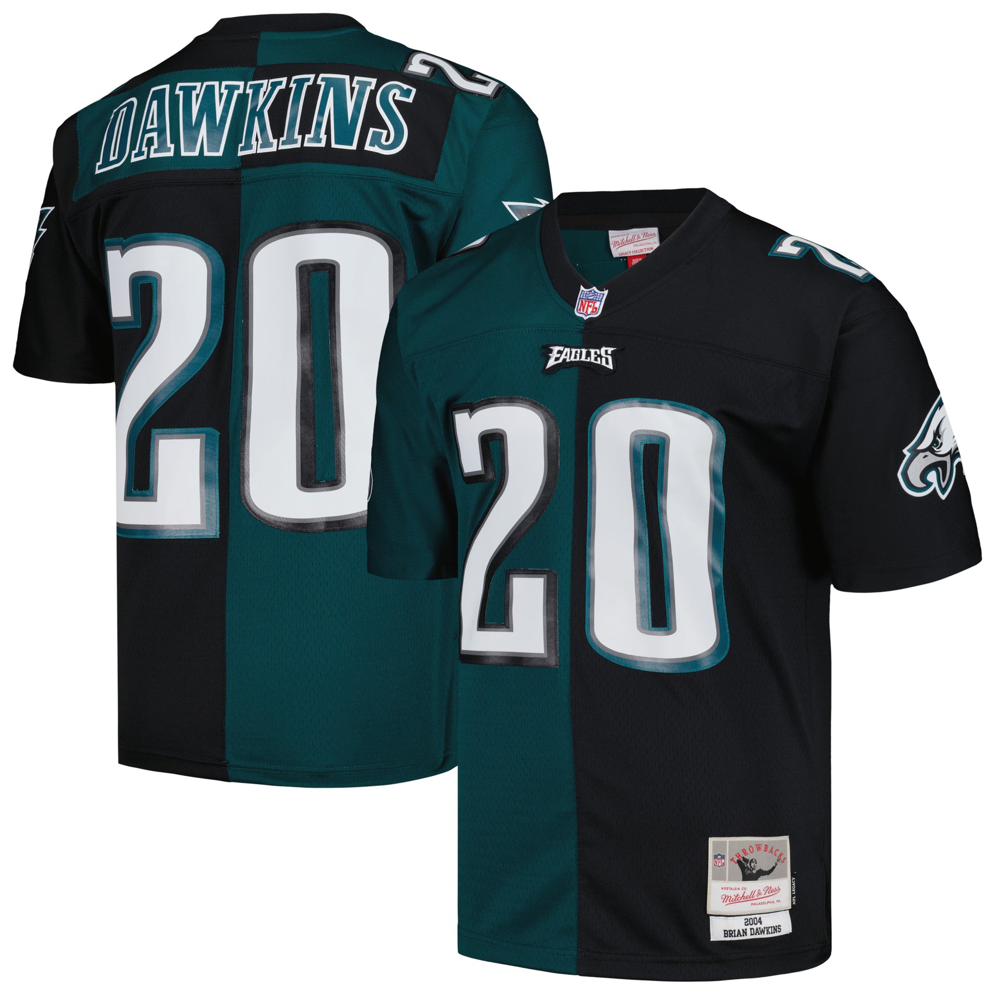 Brian Dawkins Philadelphia Eagles Mitchell &amp; Ness 2004 Split Legacy Replica Jersey - Midnight Green/Black