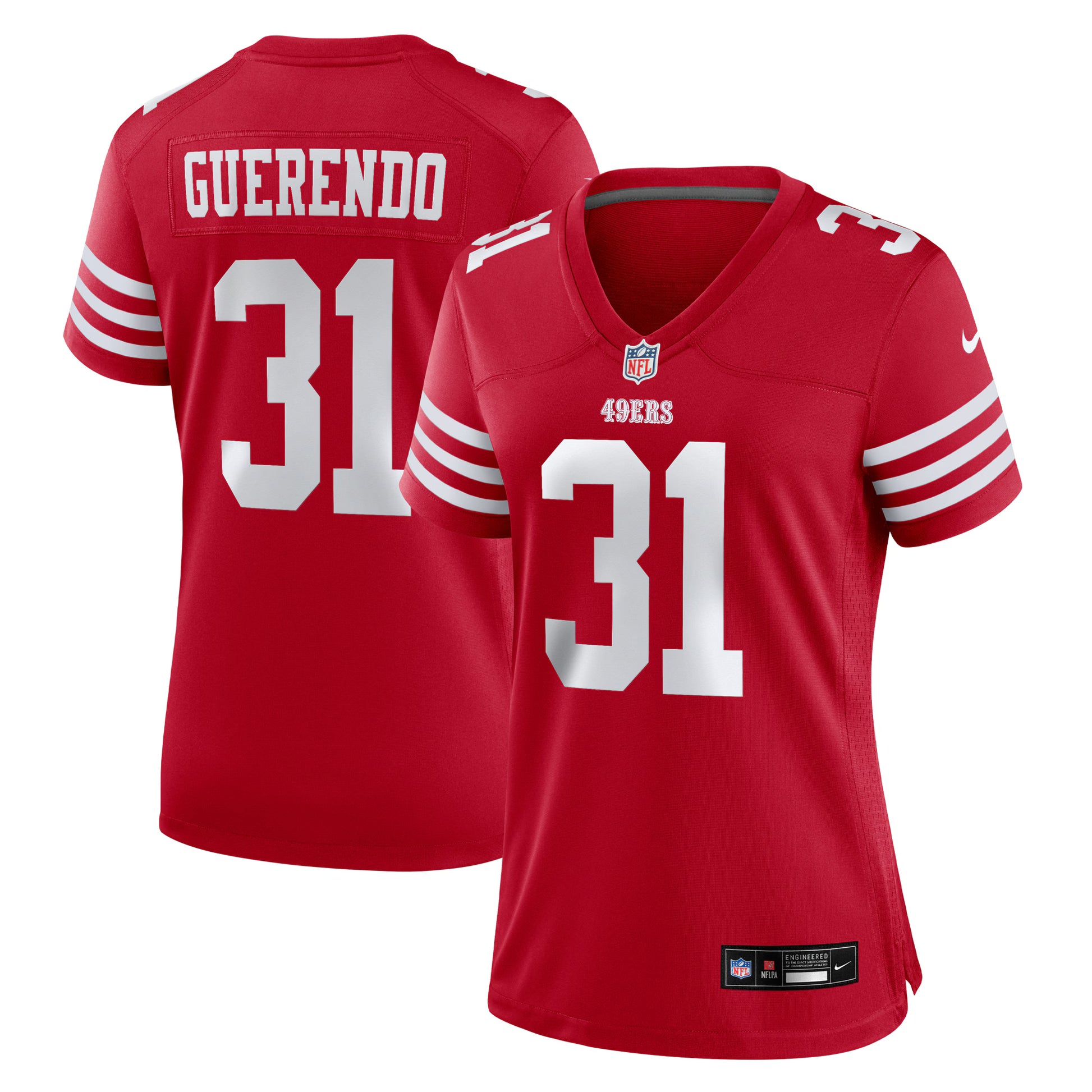 Isaac Guerendo San Francisco 49ers Nike Women's Team Game Jersey -  Scarlet