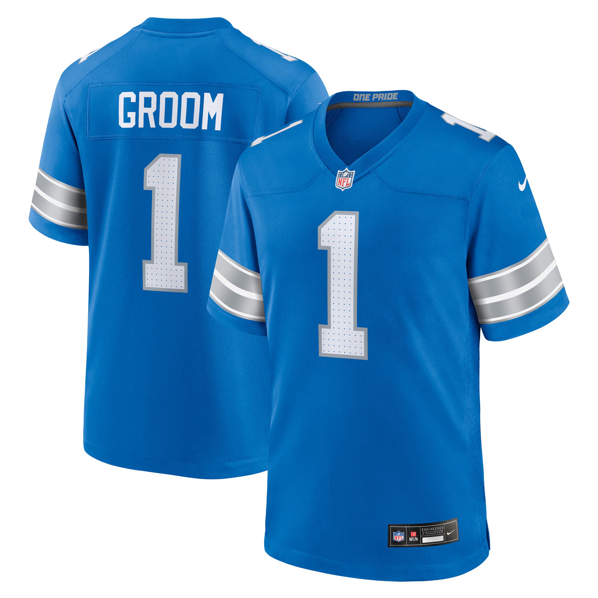 Number 1 Groom Detroit Lions Nike Game Jersey - Blue