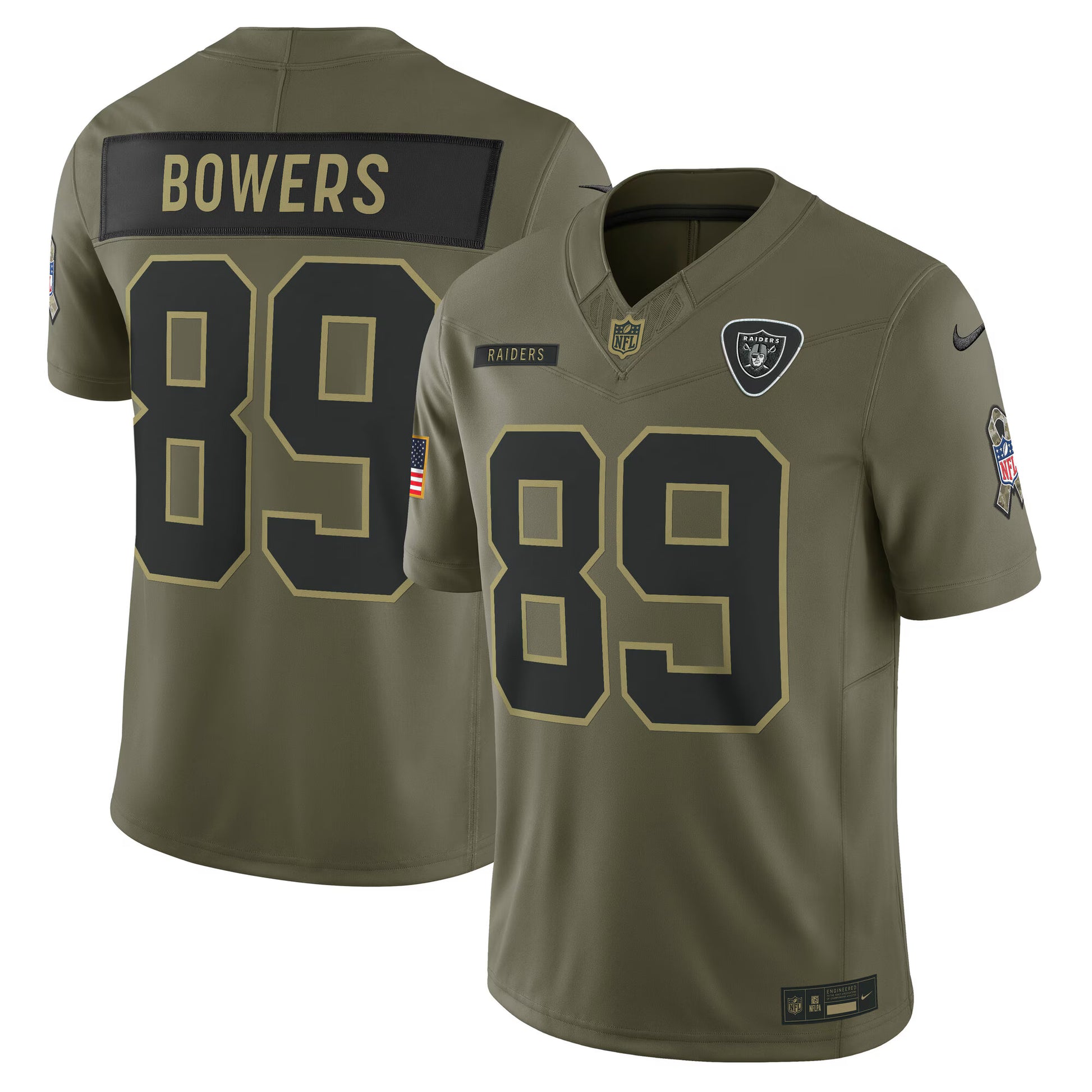 Brock Bowers Las Vegas Raiders Nike 2025 Salute to Service Limited Jersey - Olive