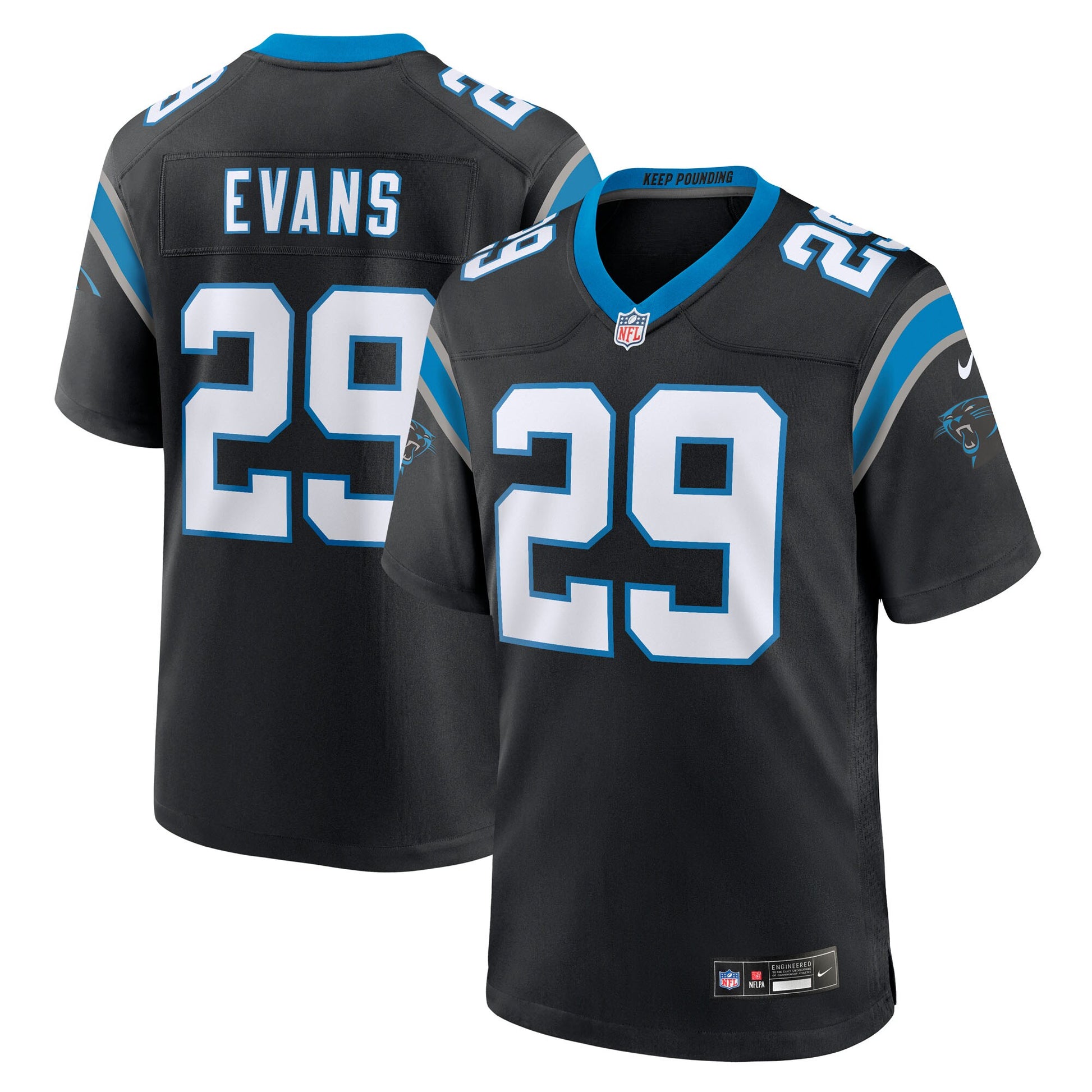 Akayleb Evans Carolina Panthers Nike Team Game Jersey -  Black