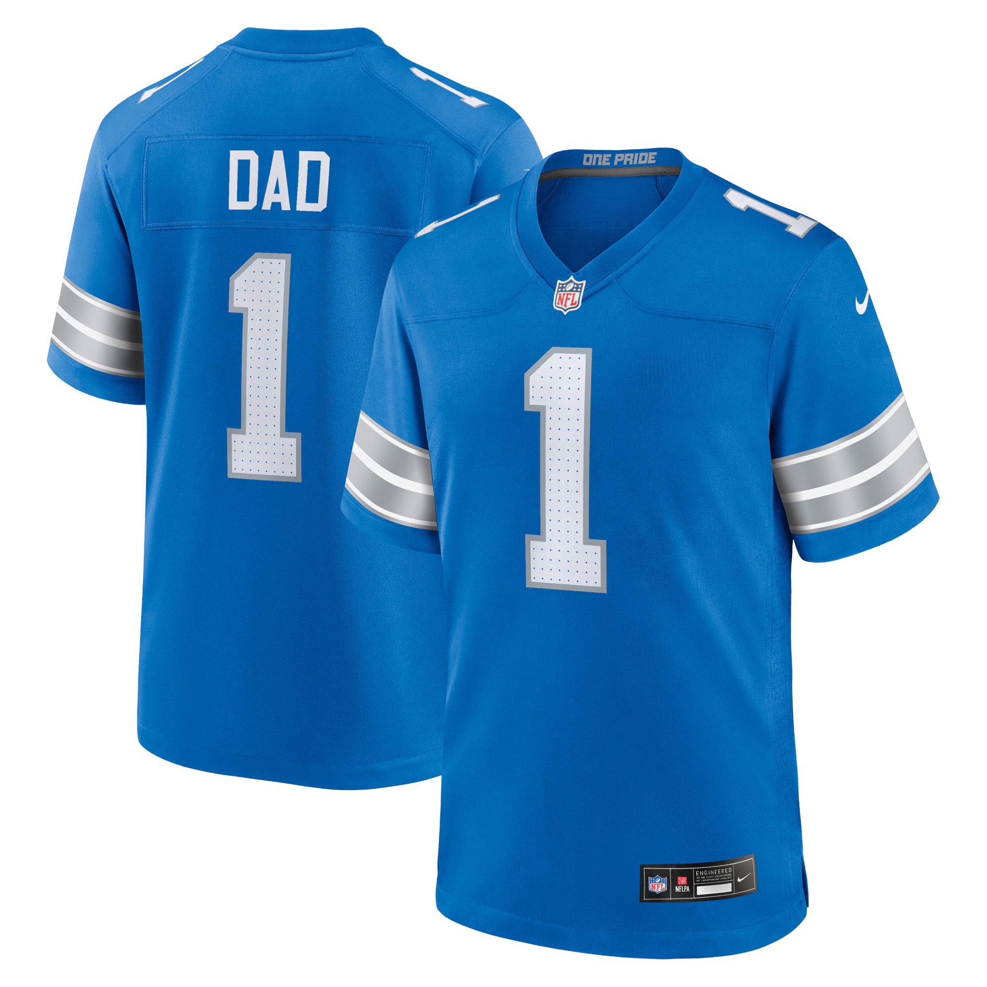 Number 1 Dad Detroit Lions Nike Game Jersey - Blue