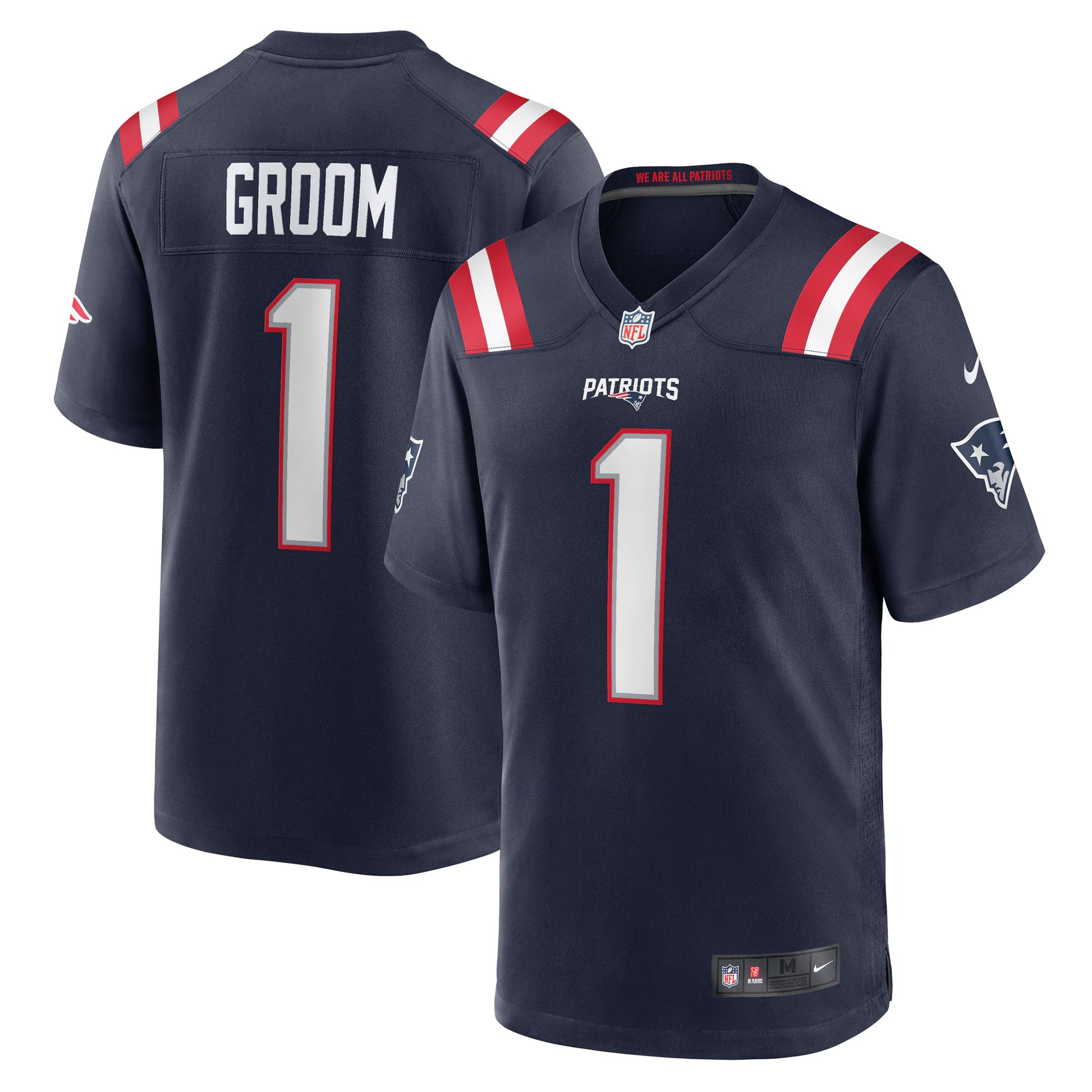 Number 1 Groom New England Patriots Nike Game Jersey - Navy