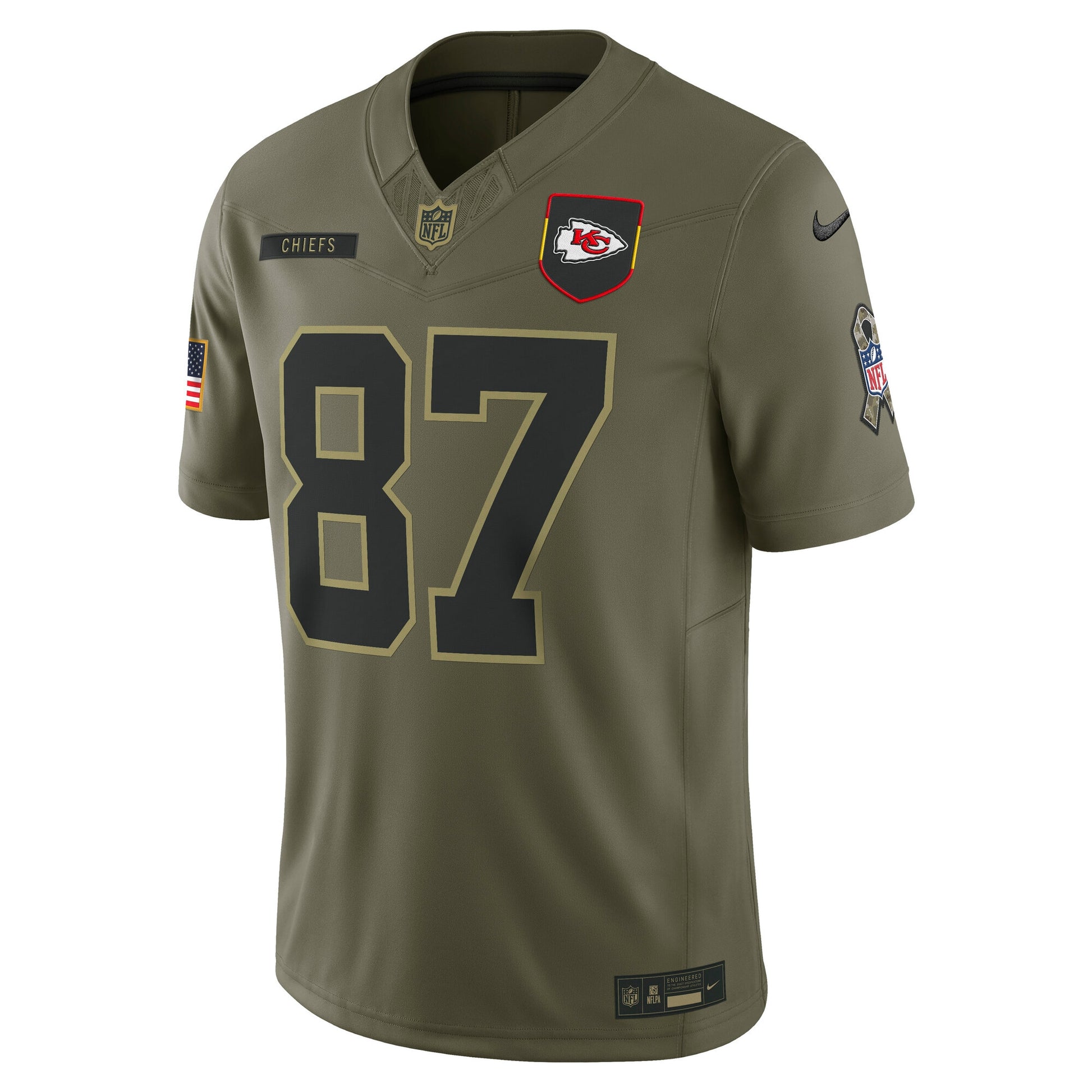Travis Kelce Kansas City Chiefs Nike 2025 Salute to Service Limited Jersey - Olive