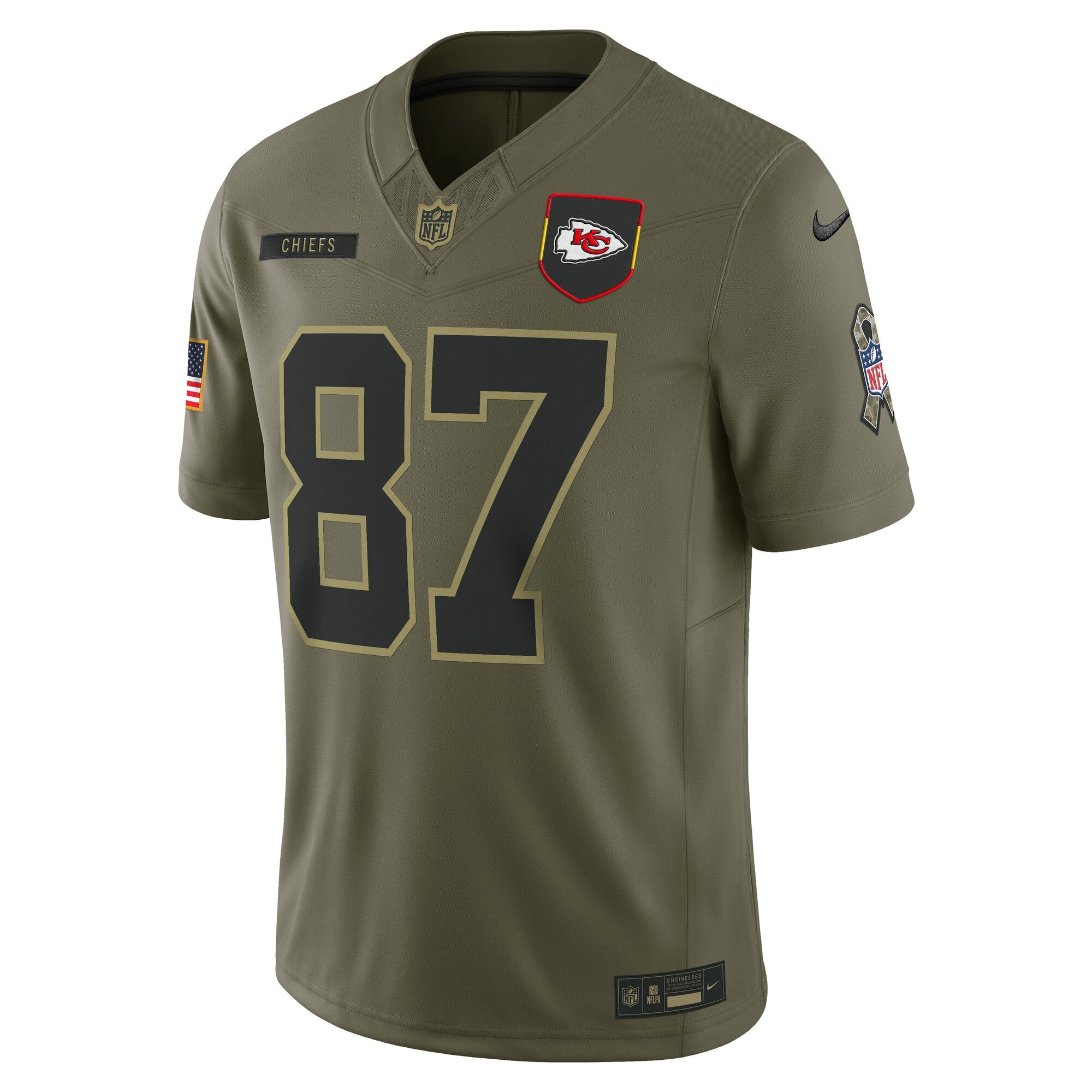 Travis Kelce Kansas City Chiefs Nike 2025 Salute to Service Limited Jersey - Olive