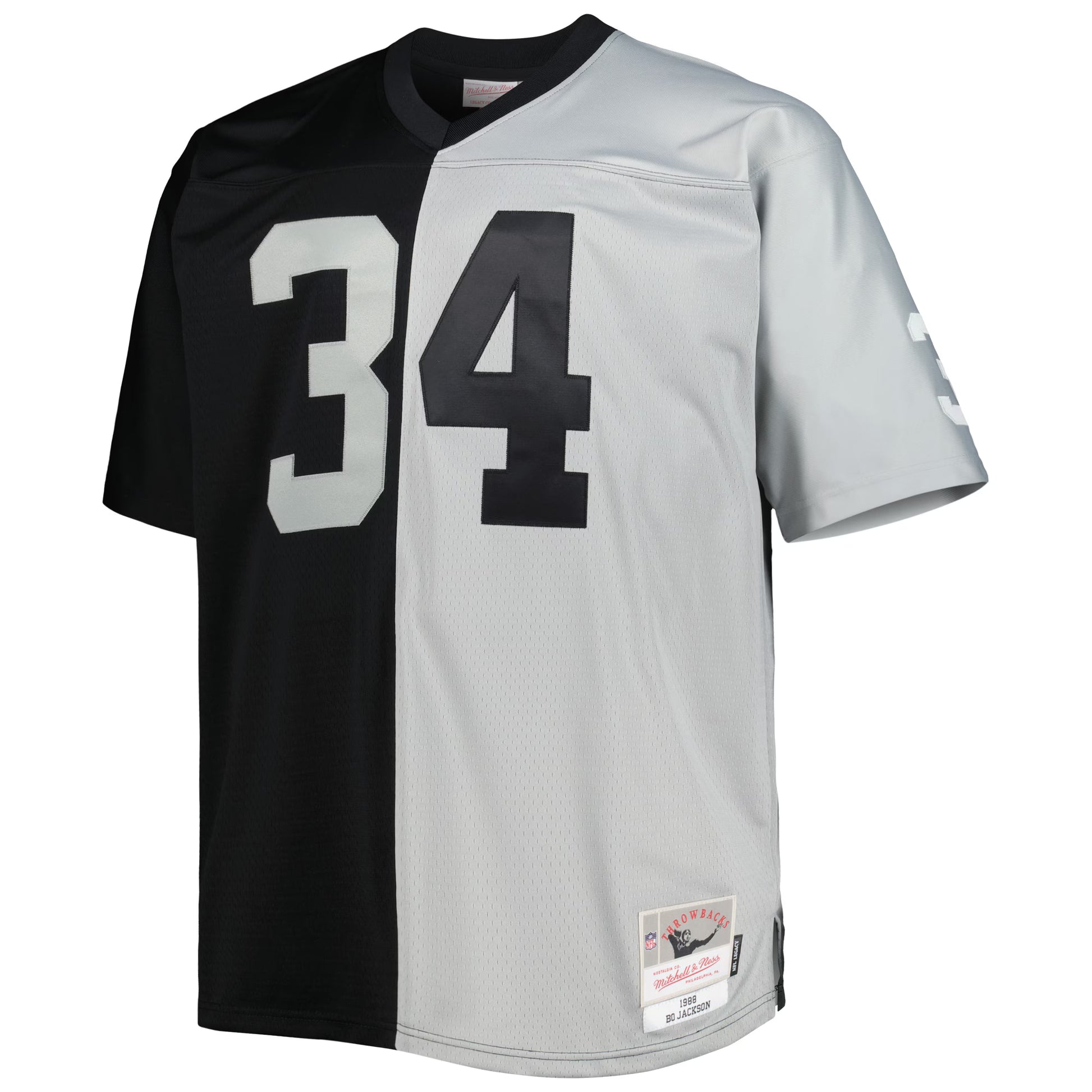 Bo Jackson Las Vegas Raiders Mitchell &amp; Ness Big &amp; Tall Split Legacy Retired Player Replica Jersey - Black/Silver