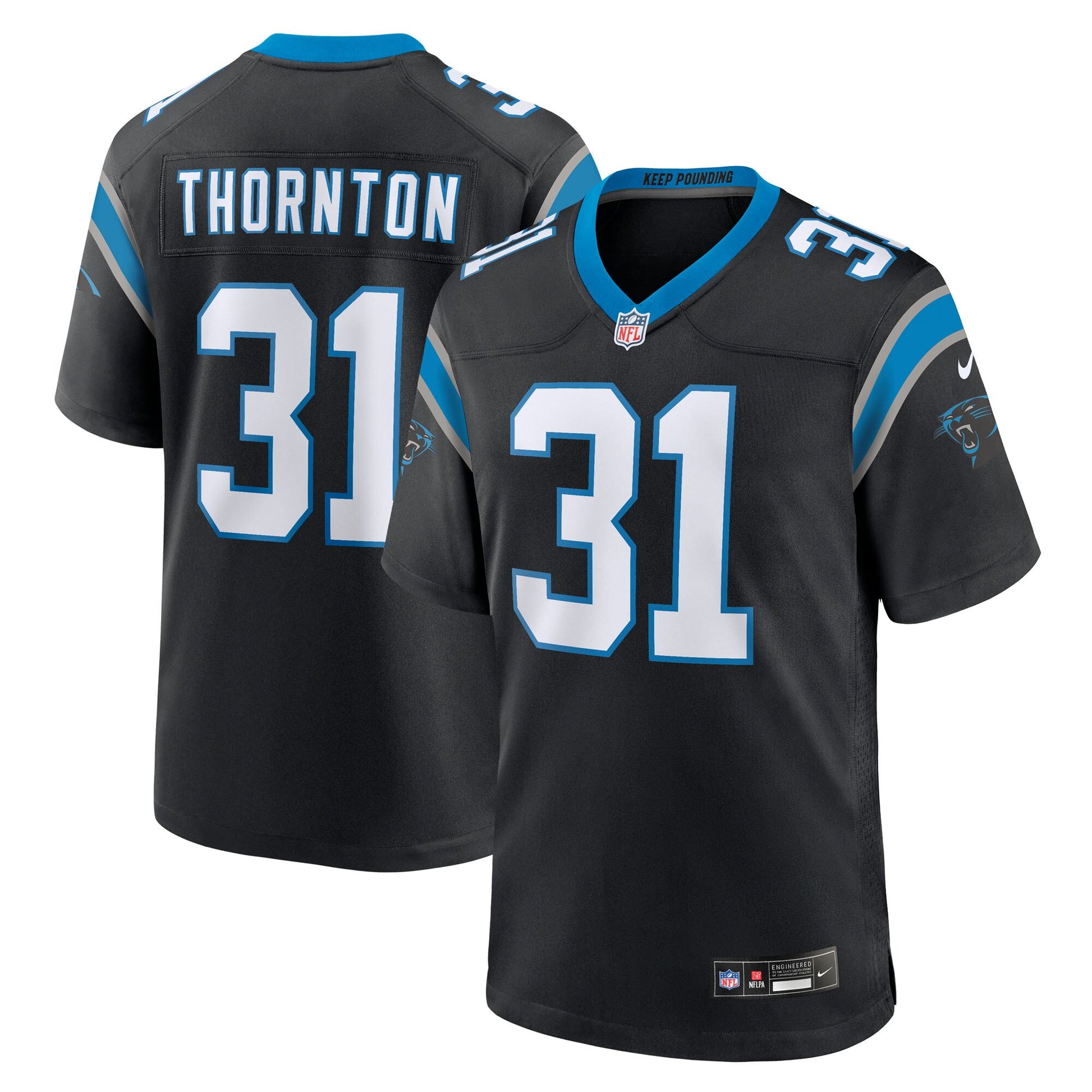 Corey Thornton Carolina Panthers Nike Team Game Jersey -  Black