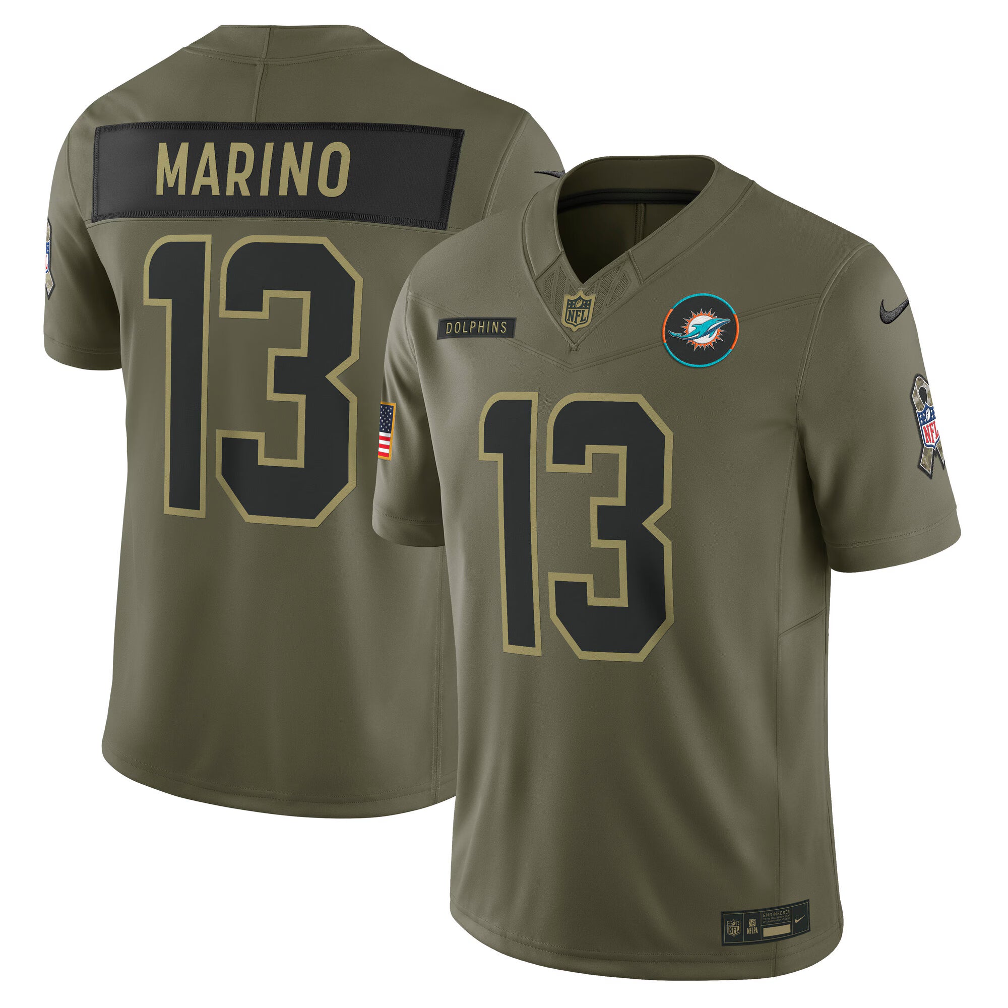 Dan Marino Miami Dolphins Nike 2025 Salute to Service Retired Limited Jersey - Olive
