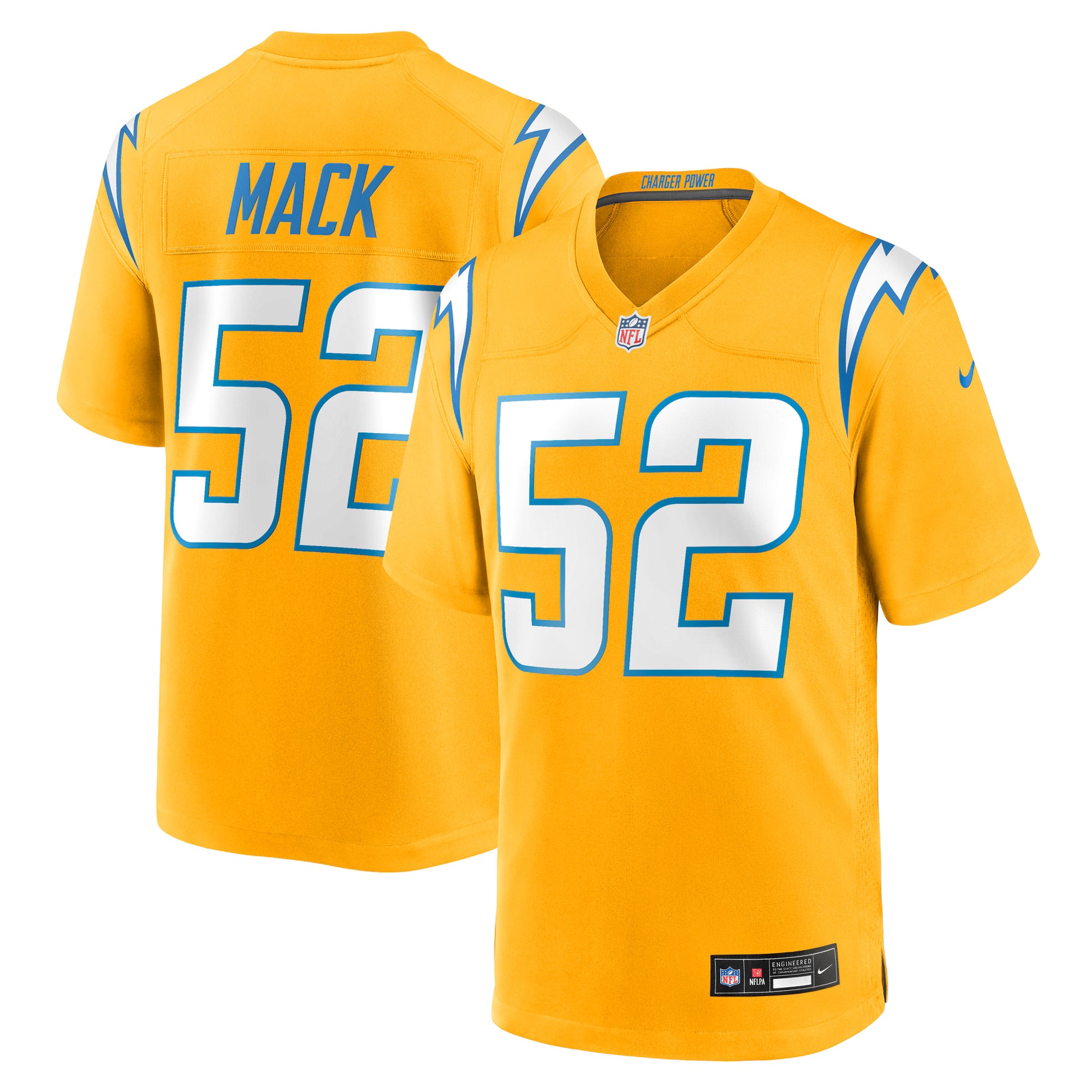 Khalil Mack Los Angeles Chargers Nike Alternate Charger Power Game Player Jersey - Gold
