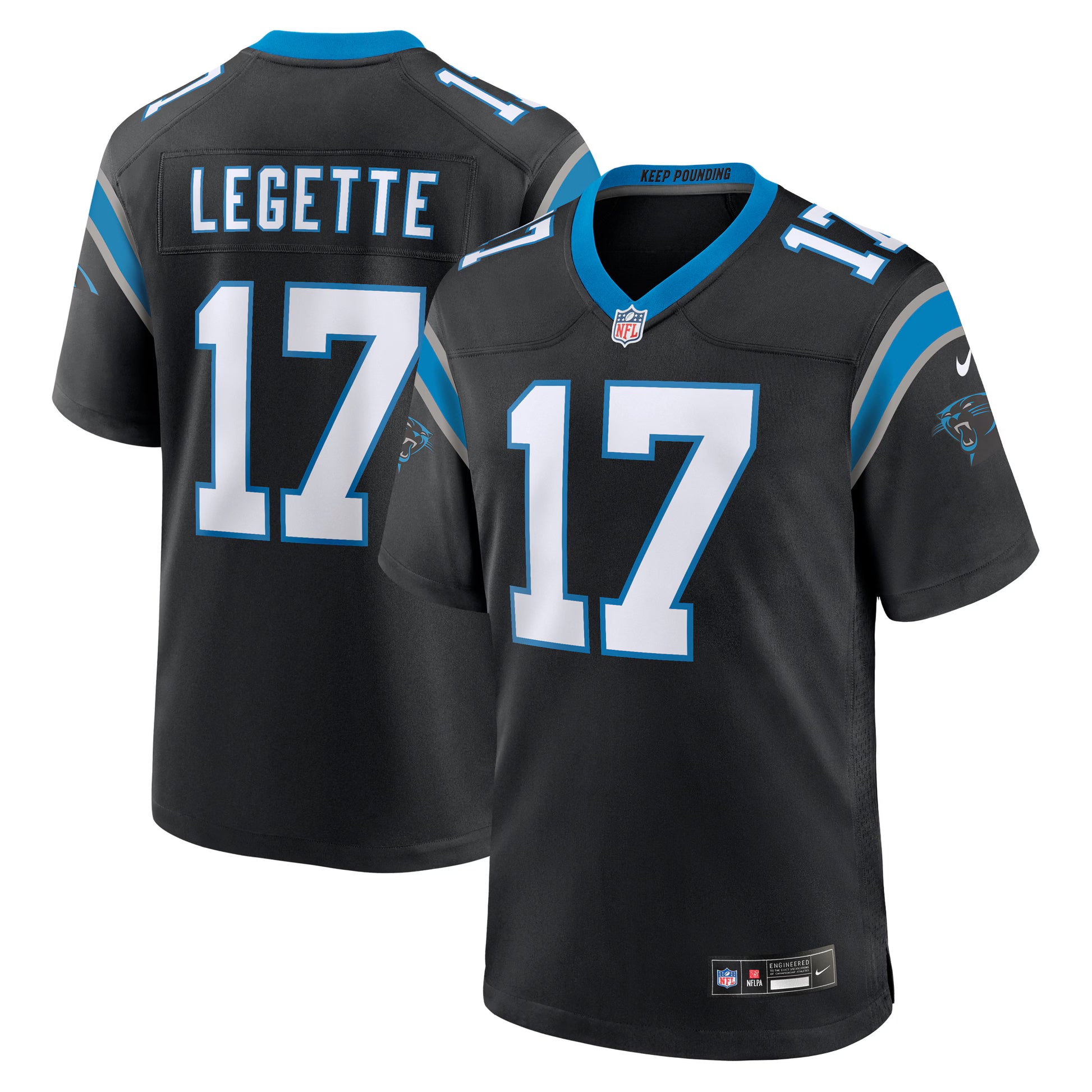 Xavier Legette Carolina Panthers Nike 2024 NFL First Round Pick Game Player Jersey - Black