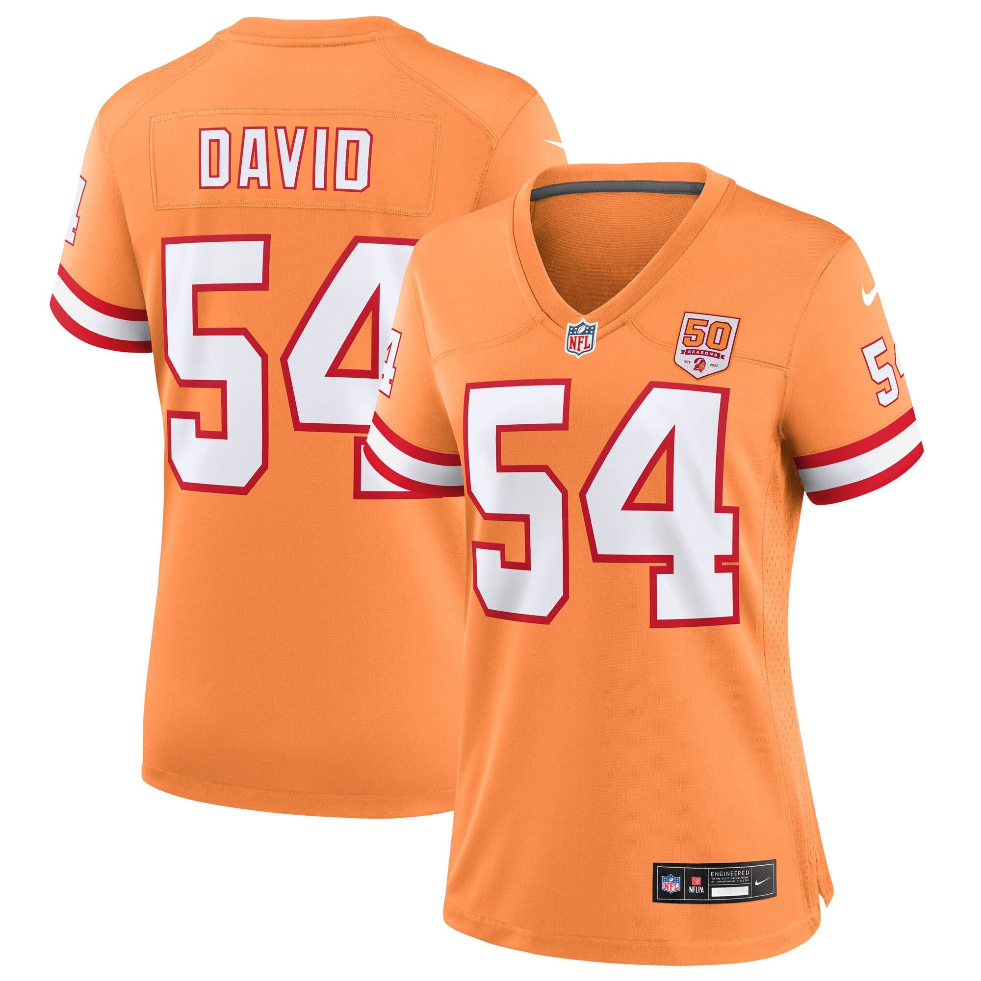 Lavonte David  Tampa Bay Buccaneers Nike Women's 50th Season Game Jersey - Creamsicle
