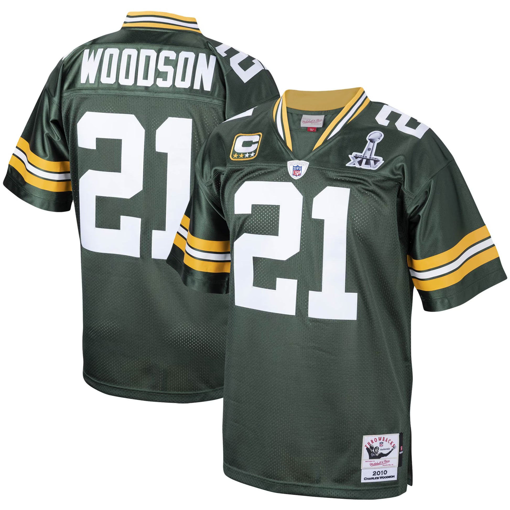 Charles Woodson Green Bay Packers 2010 Mitchell &amp; Ness Authentic Throwback Retired Player Jersey - Green