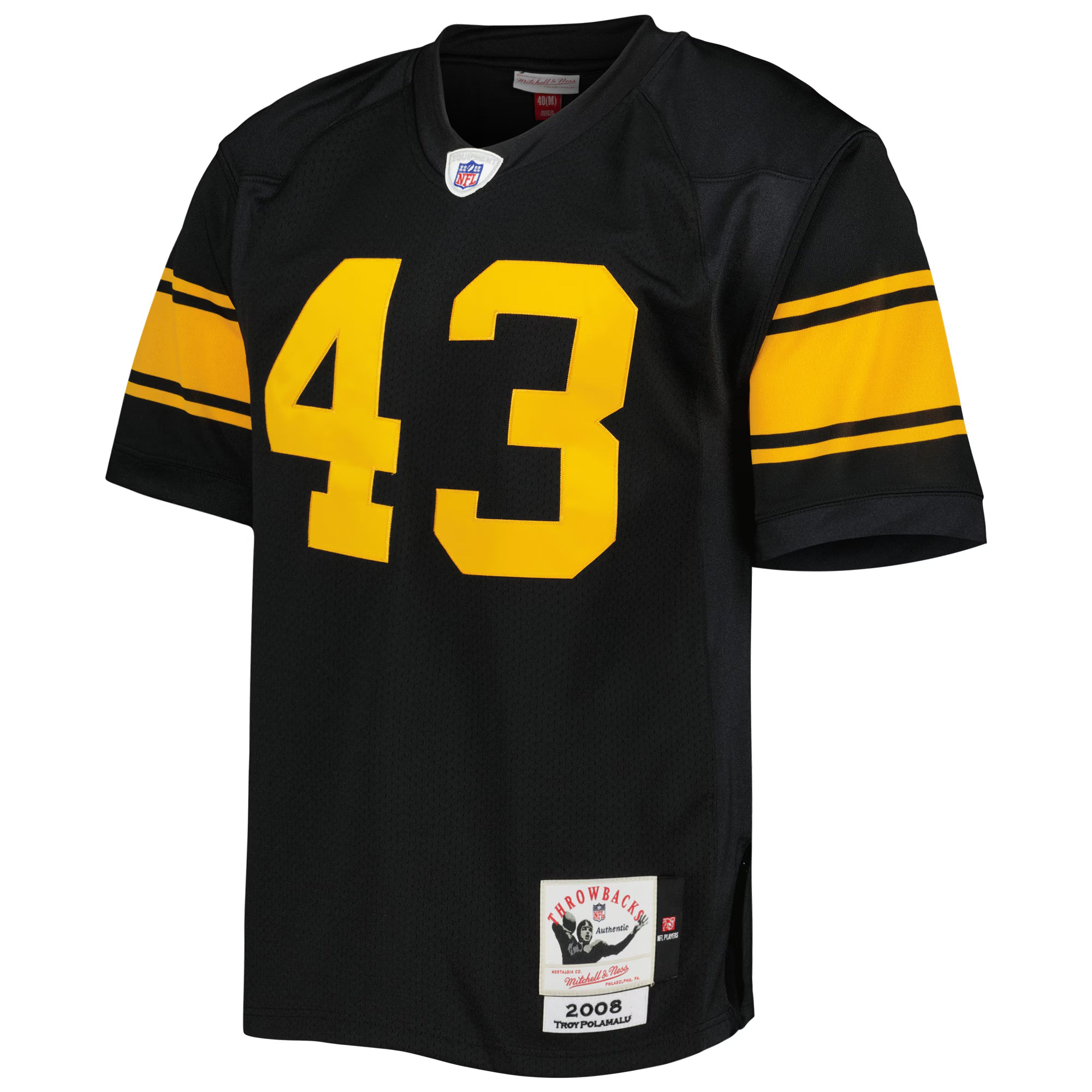 Troy Polamalu Pittsburgh Steelers 2008 Mitchell &amp; Ness Authentic Throwback Retired Player Jersey - Black