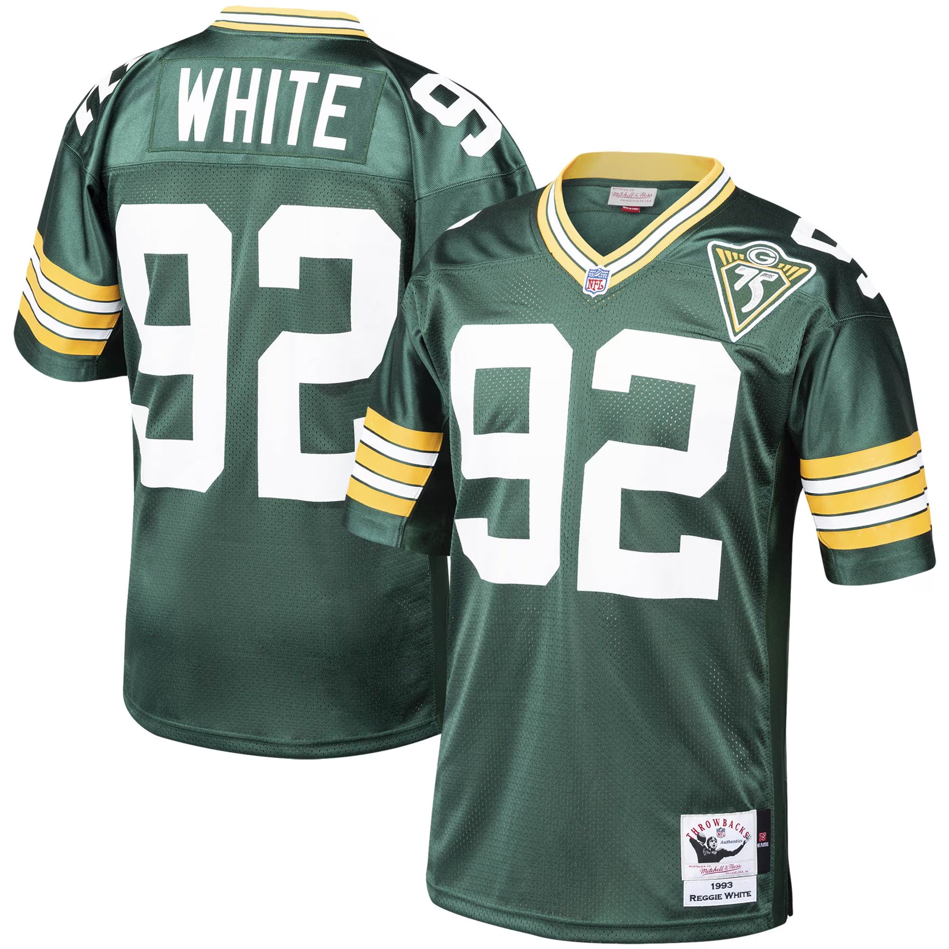 Reggie White Green Bay Packers 1993 Mitchell &amp; Ness Authentic Throwback Retired Player Jersey - Green