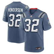 TreVeyon Henderson New England Patriots Nike 2025 Rivalries Collection Game Jersey - Storm Blue