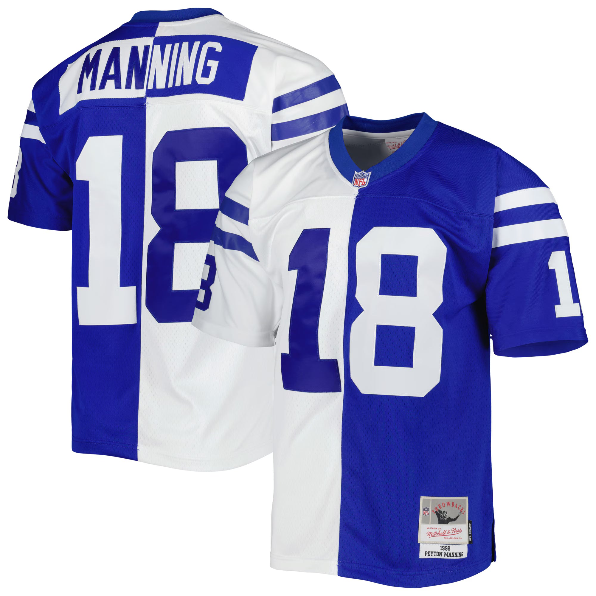 Peyton Manning Indianapolis Colts Mitchell &amp; Ness 1998 Split Legacy Replica Jersey - Royal/White