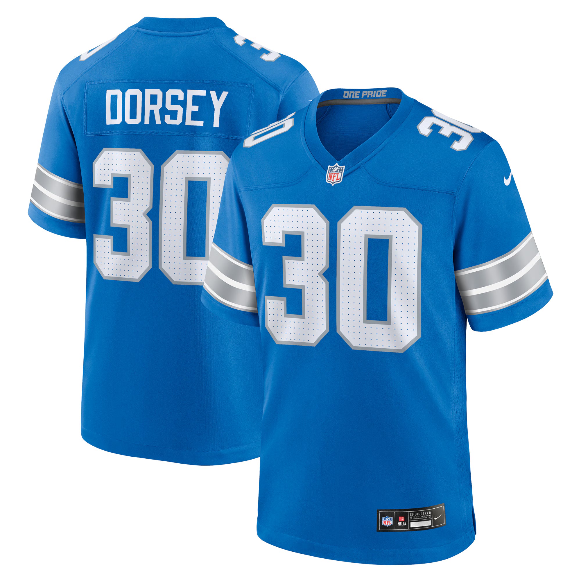 Khalil Dorsey Detroit Lions Nike Team Game Jersey -  Blue