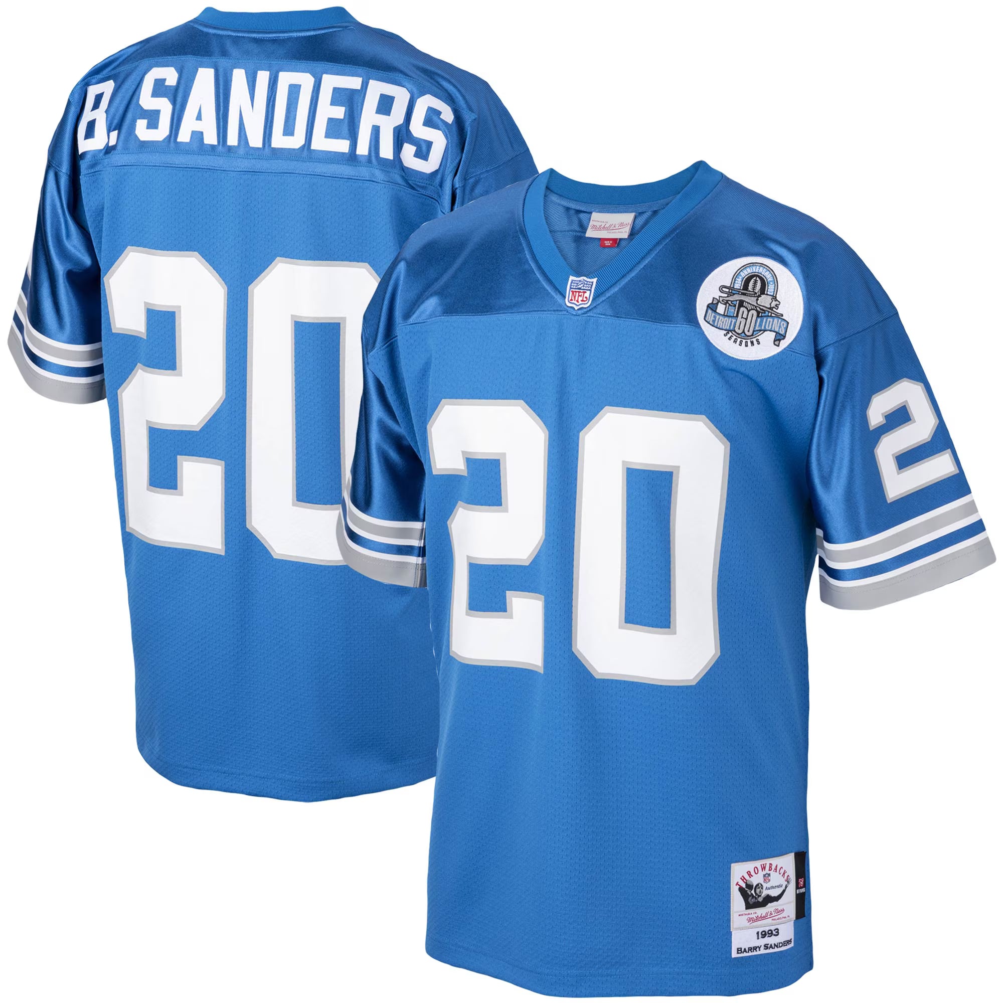 Barry Sanders Detroit Lions 1993 Mitchell &amp; Ness Authentic Throwback Retired Player Jersey - Blue