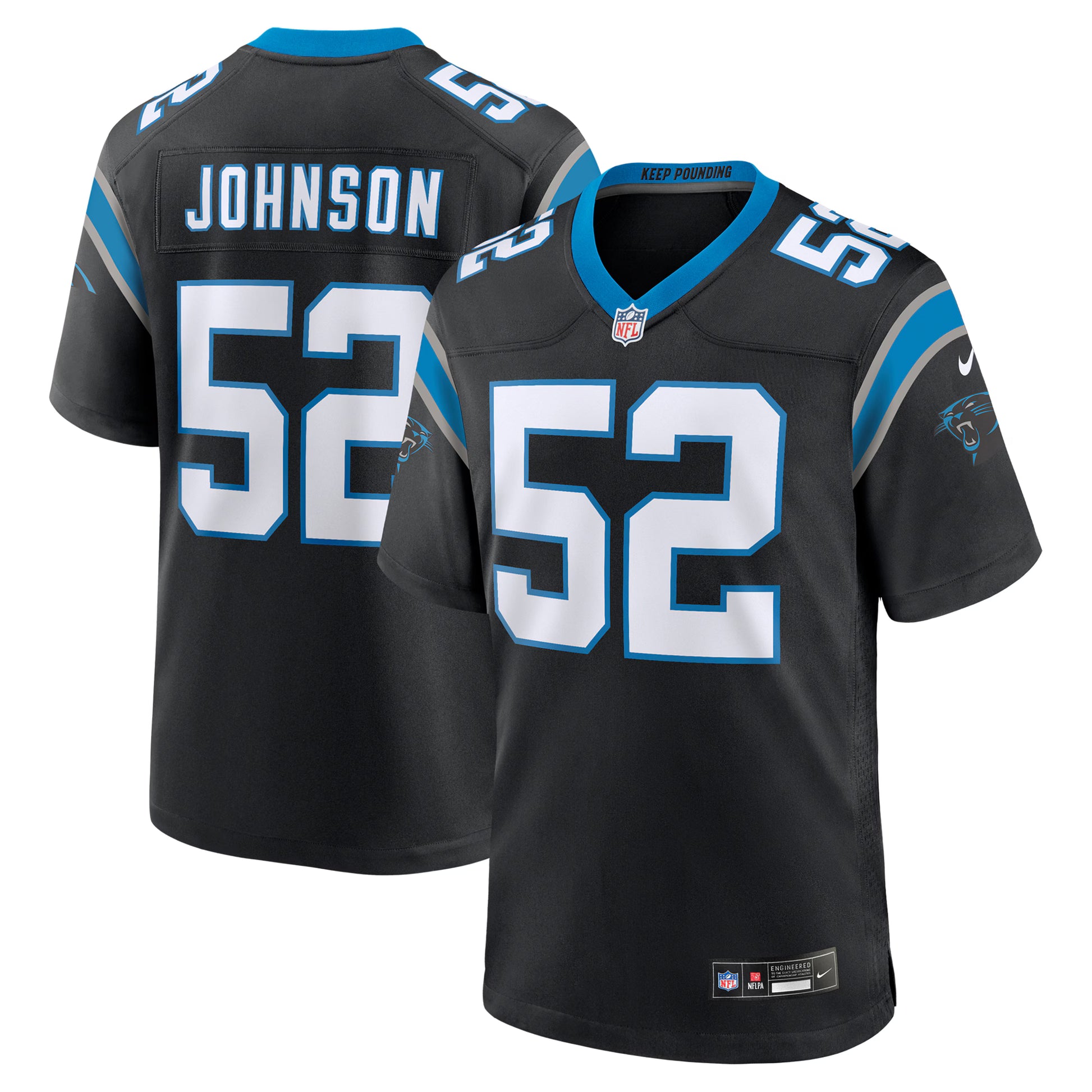 DJ Johnson Carolina Panthers Nike  Game Jersey -  Black
