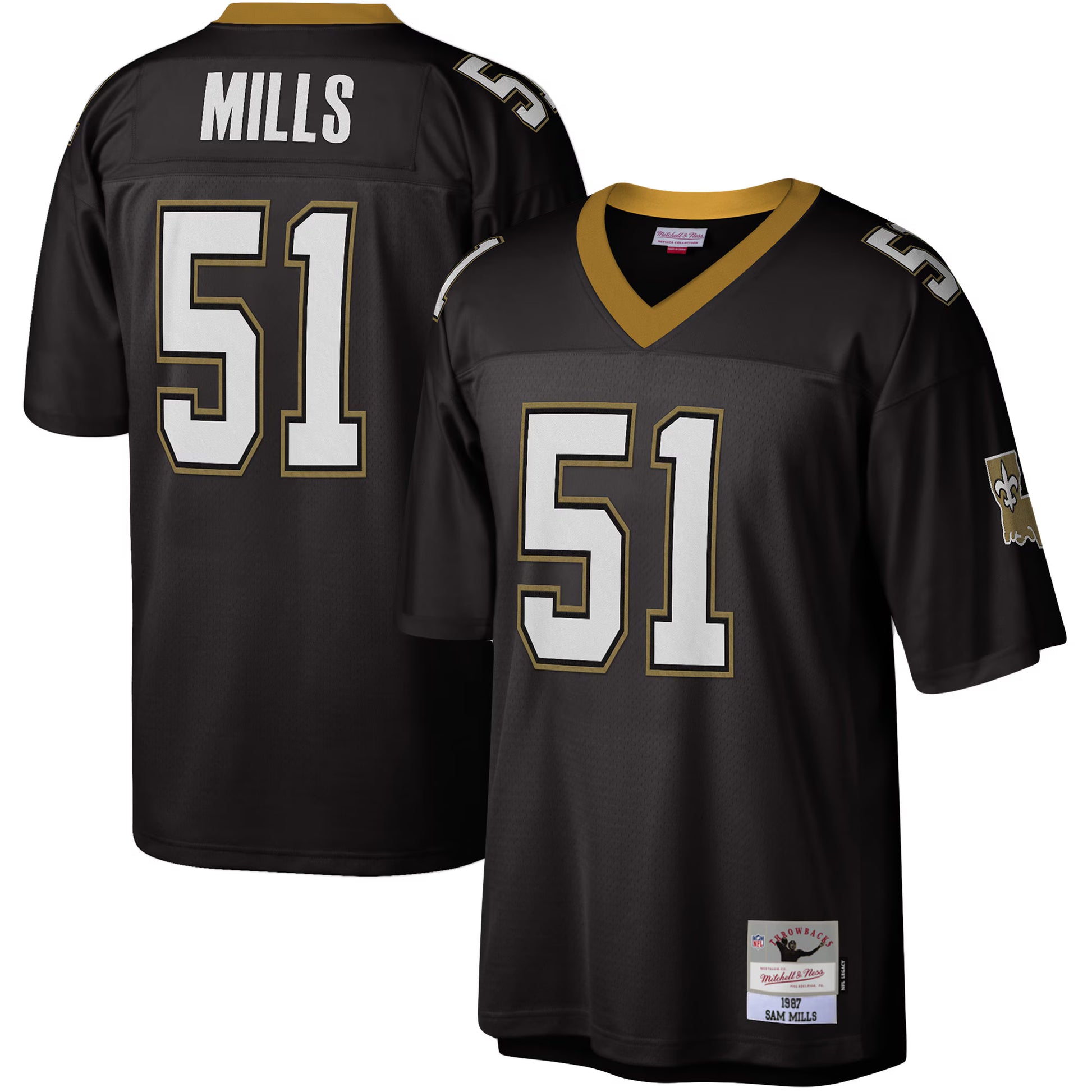 Sam Mills New Orleans Saints Mitchell &amp; Ness Legacy Replica Jersey - Black