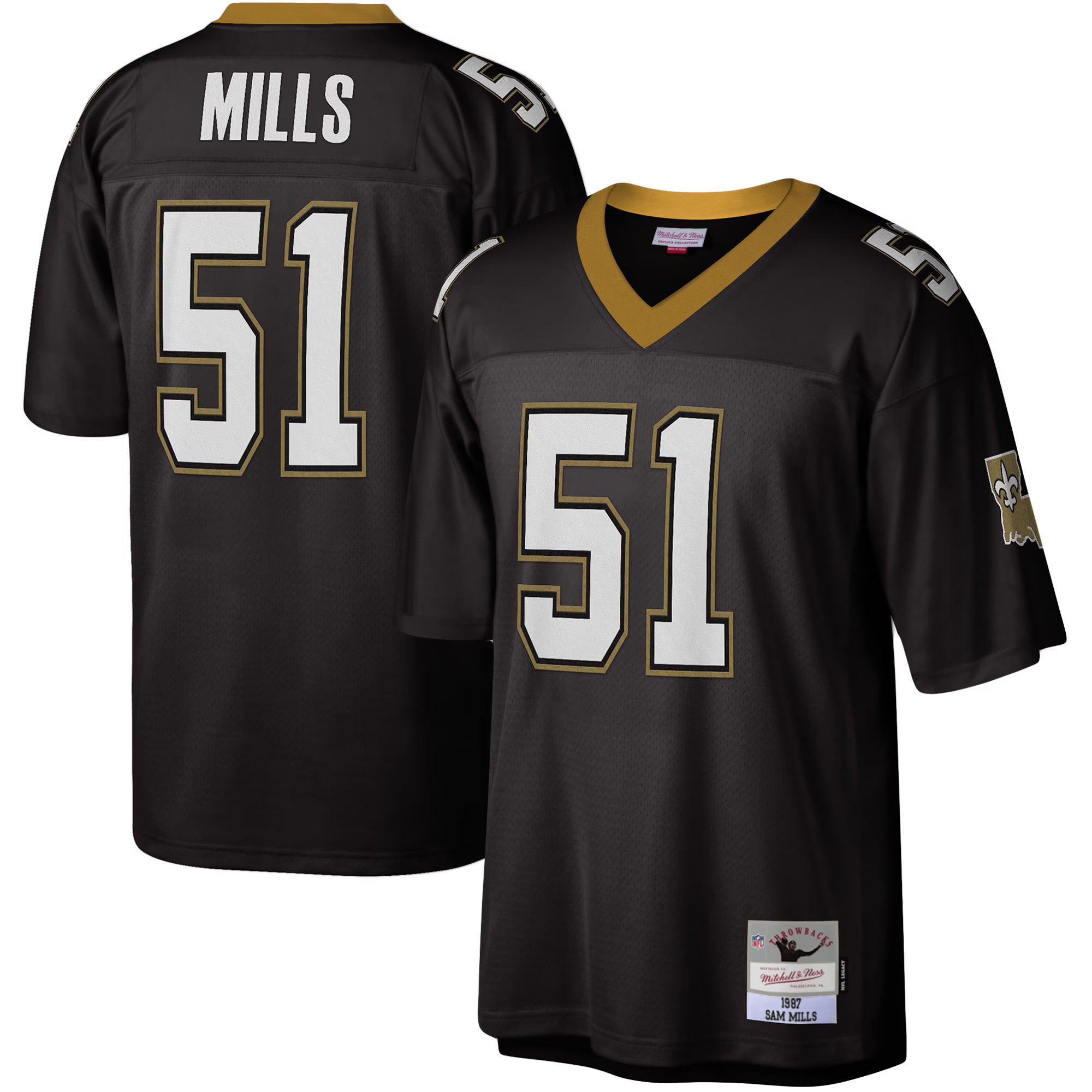 Sam Mills New Orleans Saints Mitchell &amp; Ness Legacy Replica Jersey - Black