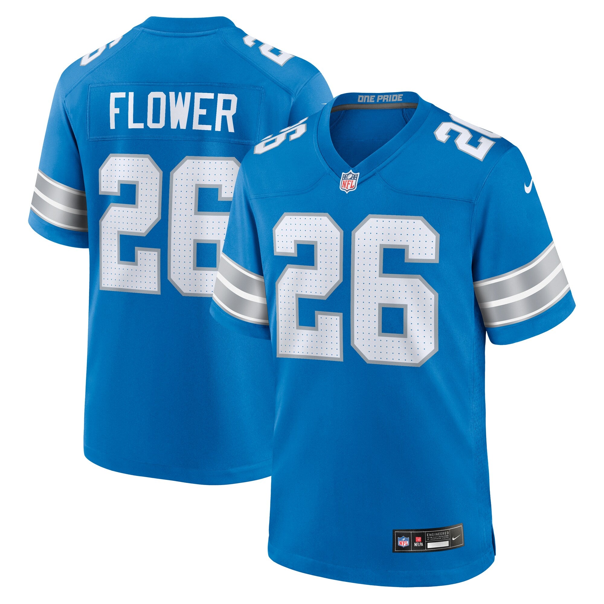 Tre Flowers Detroit Lions Nike Team Game Jersey -  Blue