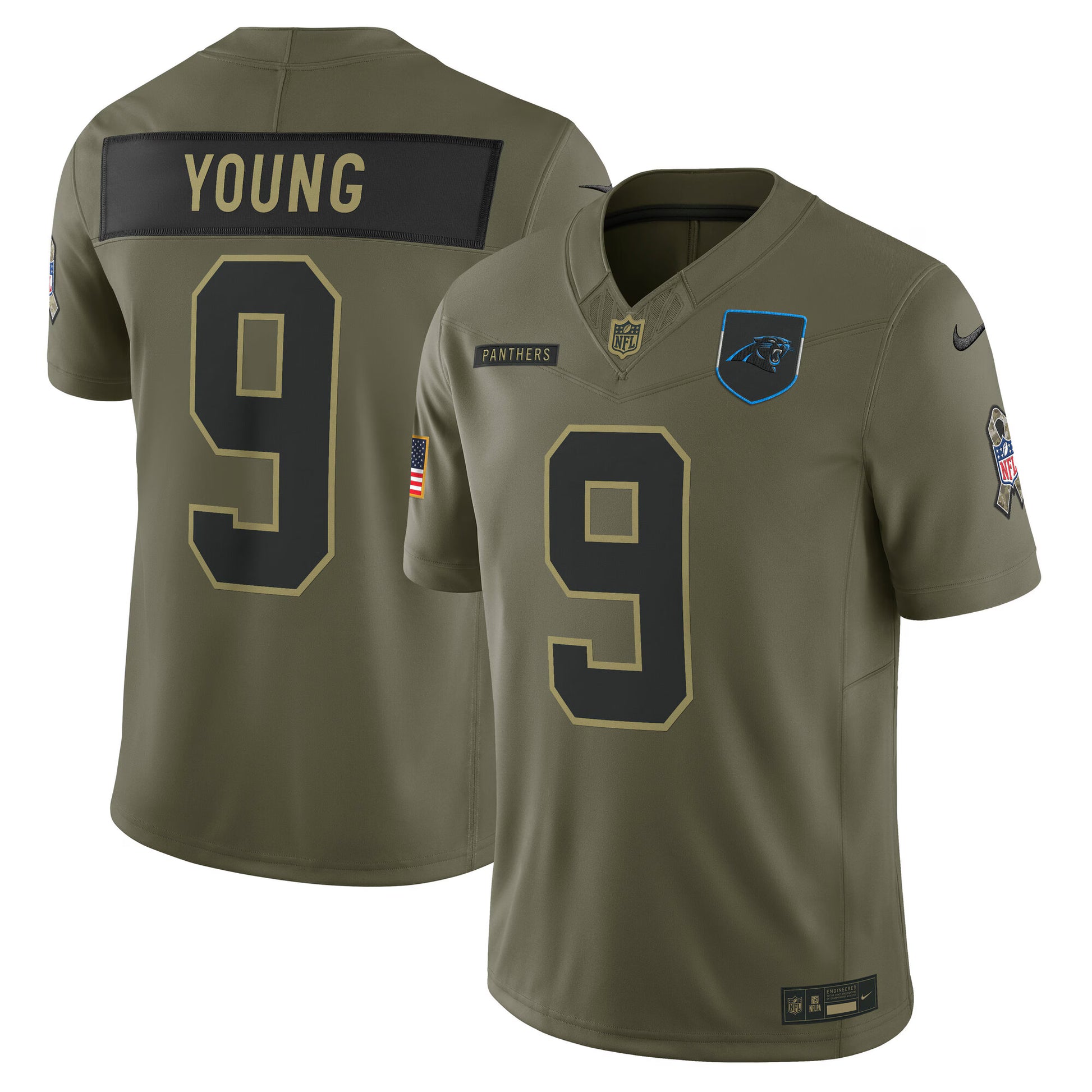 Bryce Young Carolina Panthers Nike 2025 Salute to Service Limited Jersey - Olive