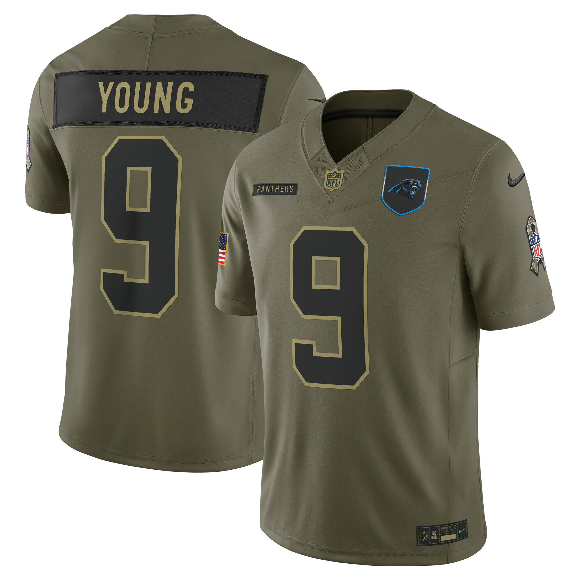 Bryce Young Carolina Panthers Nike 2025 Salute to Service Limited Jersey - Olive