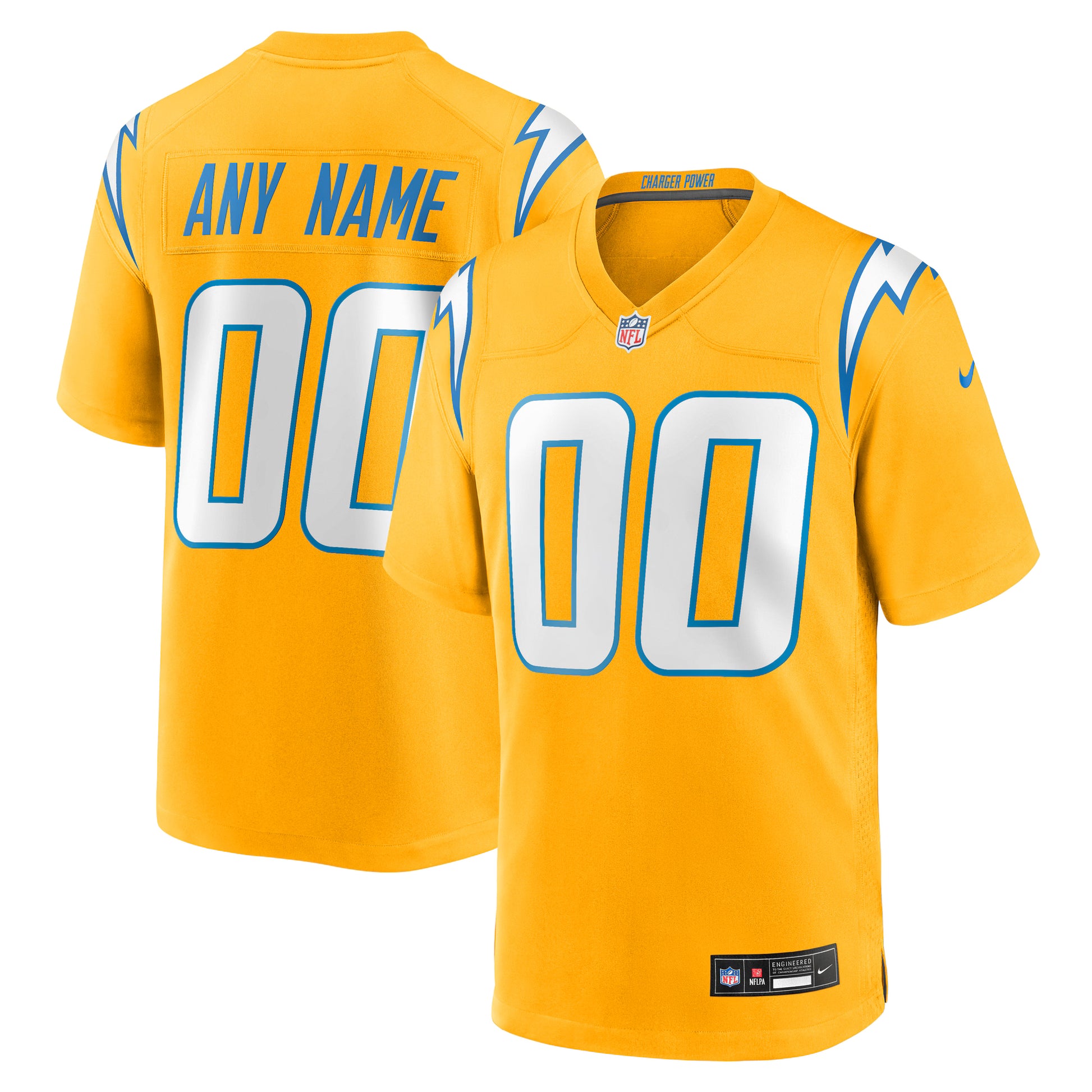 Los Angeles Chargers Nike Alternate Charger Power Game Custom Jersey - Gold