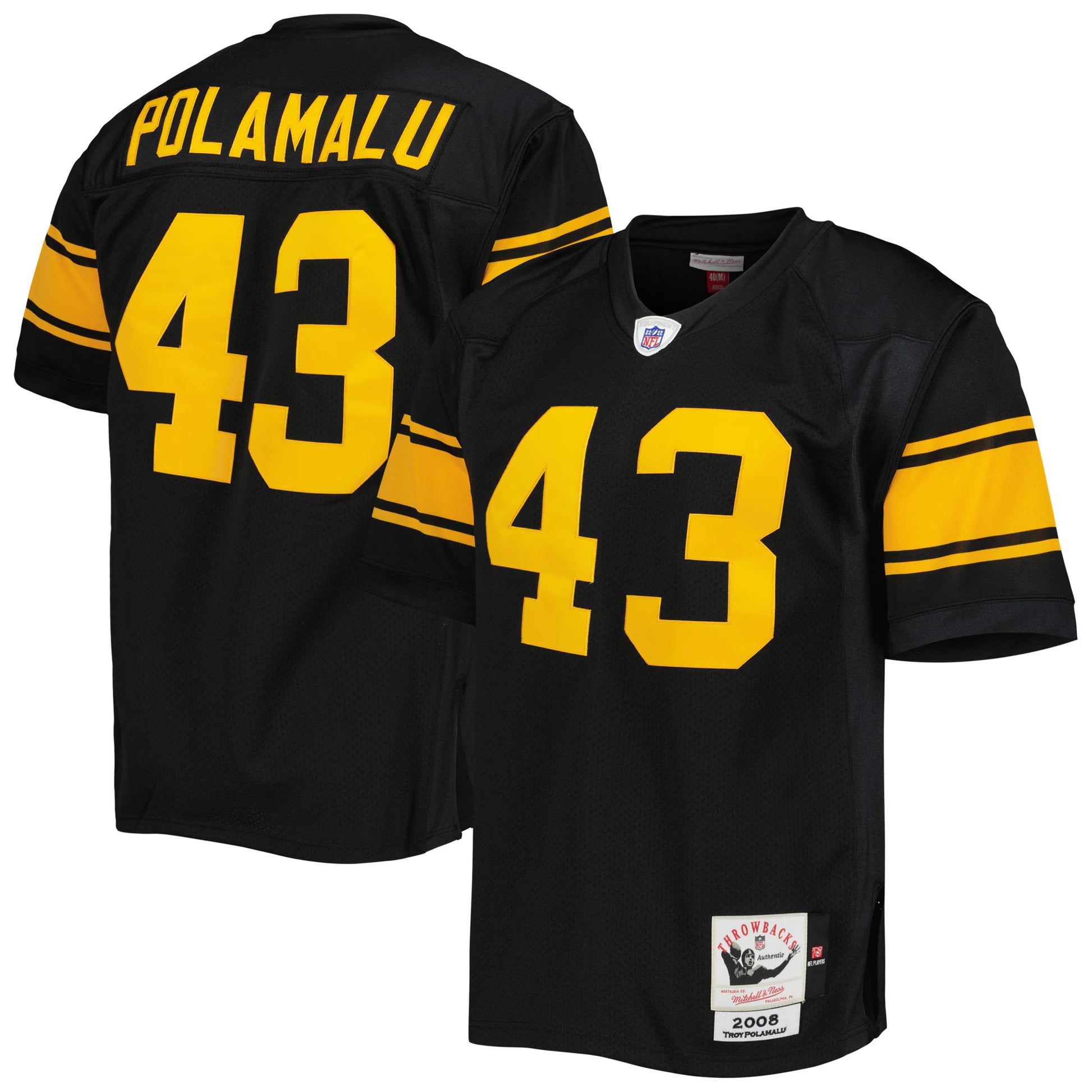 Troy Polamalu Pittsburgh Steelers 2008 Mitchell &amp; Ness Authentic Throwback Retired Player Jersey - Black