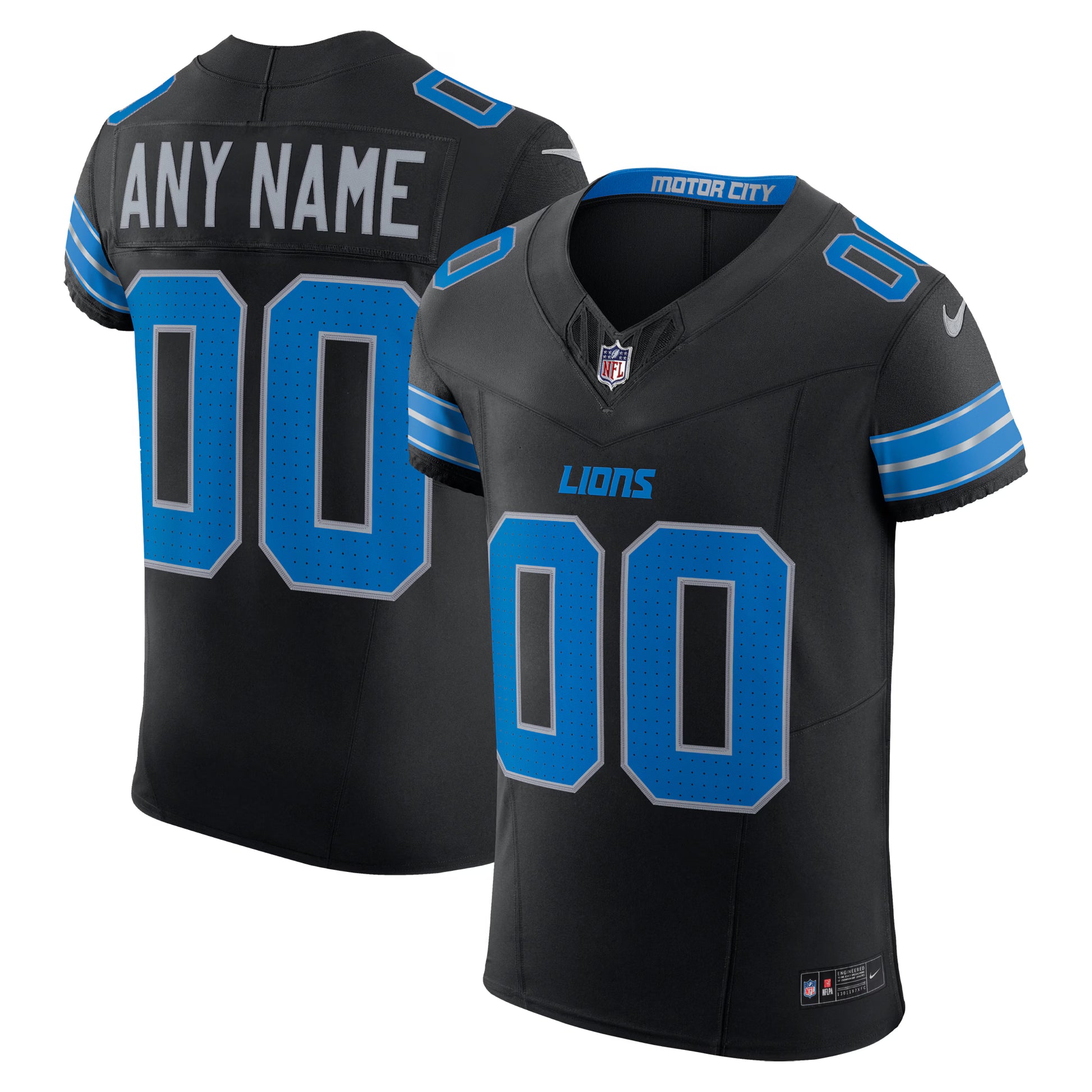Detroit Lions Nike Alternate Vapor F.U.S.E. Elite Custom Jersey -  Black