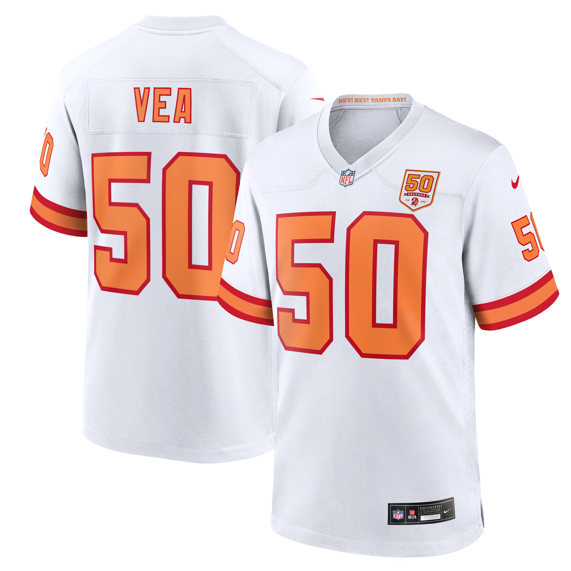 Vita Vea '76 Tampa Bay Buccaneers Nike 50th Season Game Jersey - White
