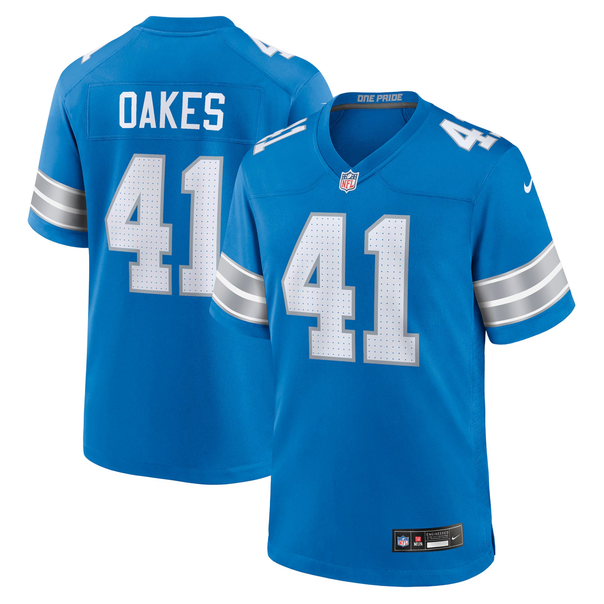 Gunnar Oakes Detroit Lions Nike Team Game Jersey -  Blue