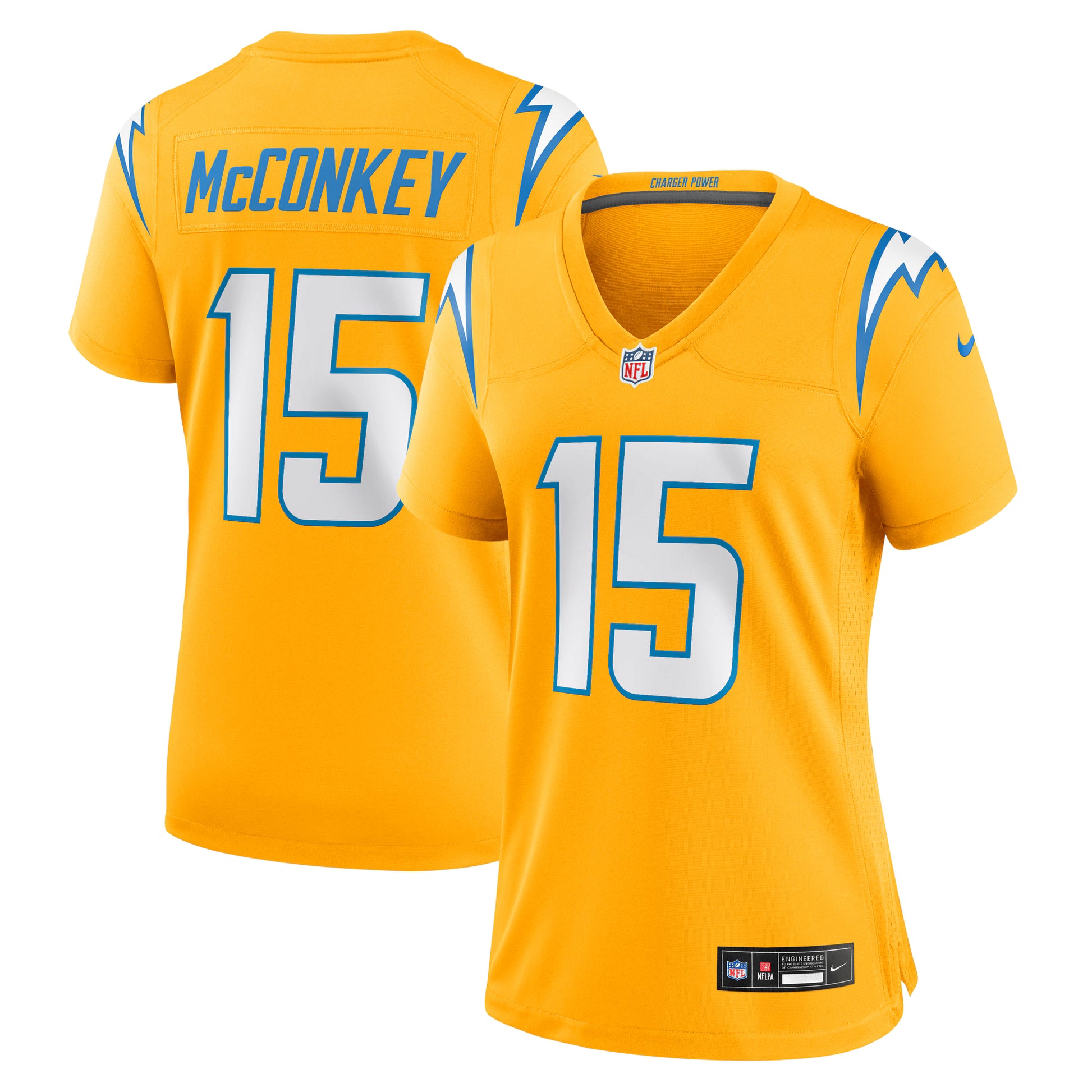 Ladd McConkey Los Angeles Chargers Nike Women's Alternate Charger Power Game Jersey - Gold