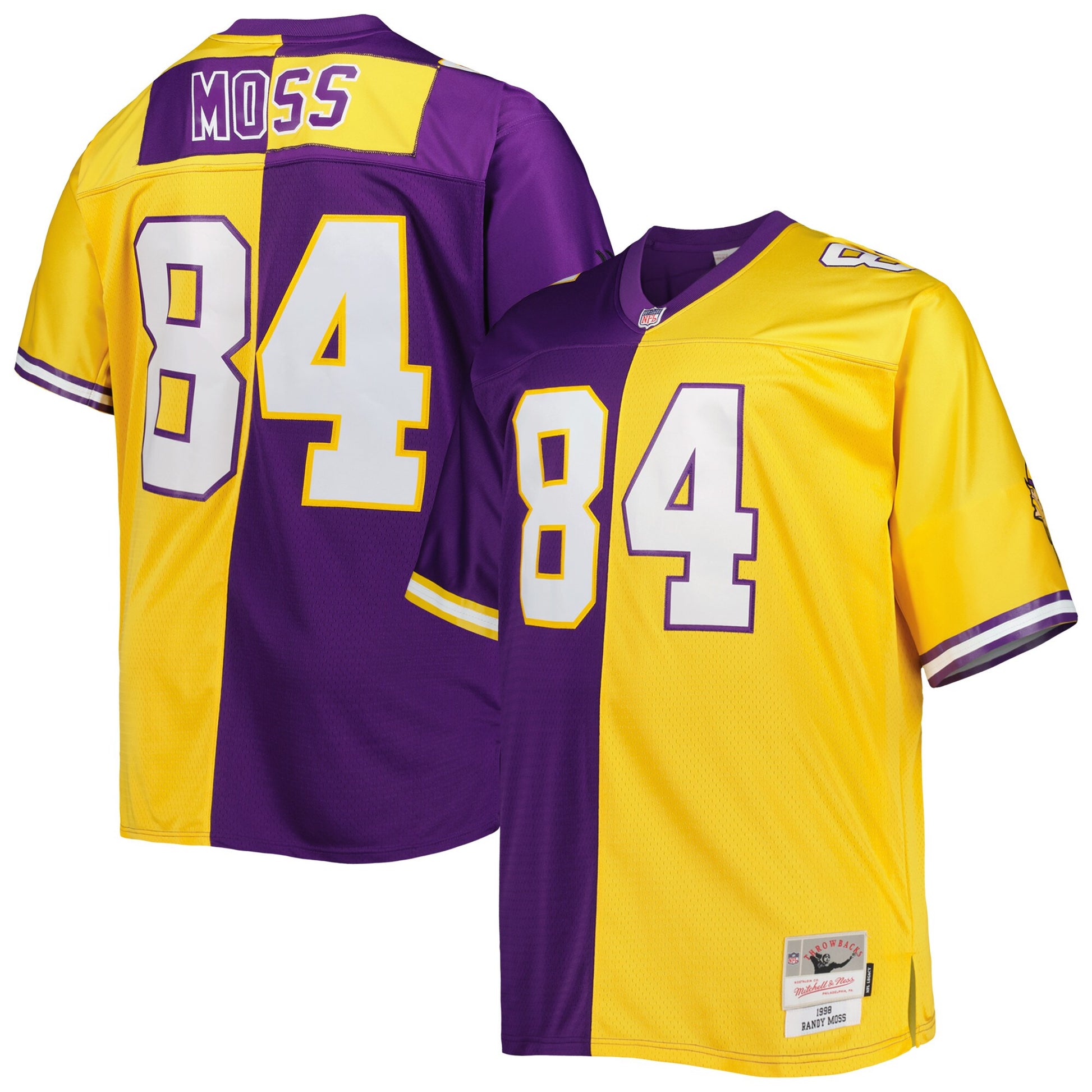 Randy Moss Minnesota Vikings Mitchell &amp; Ness Big &amp; Tall Split Legacy Retired Player Replica Jersey - Purple/Gold