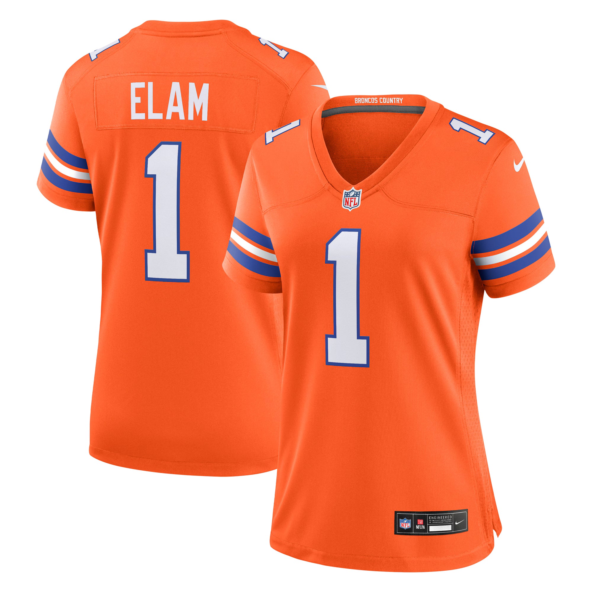 Jason Elam Denver Broncos Nike Women's Mile High Collection 1977 Throwback Retired Player Game Jersey - Orange
