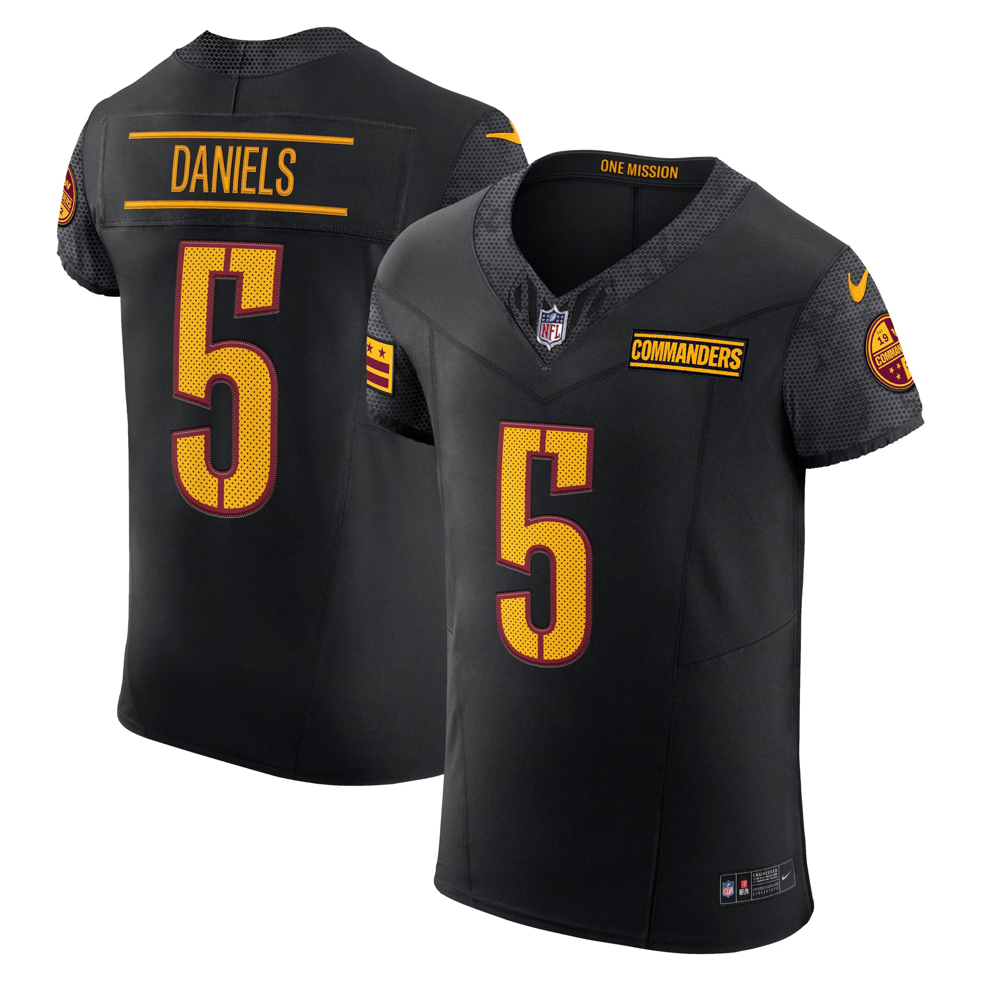 Jayden Daniels Washington Commanders Nike Alternate  Vapor F.U.S.E. Elite Jersey - Black