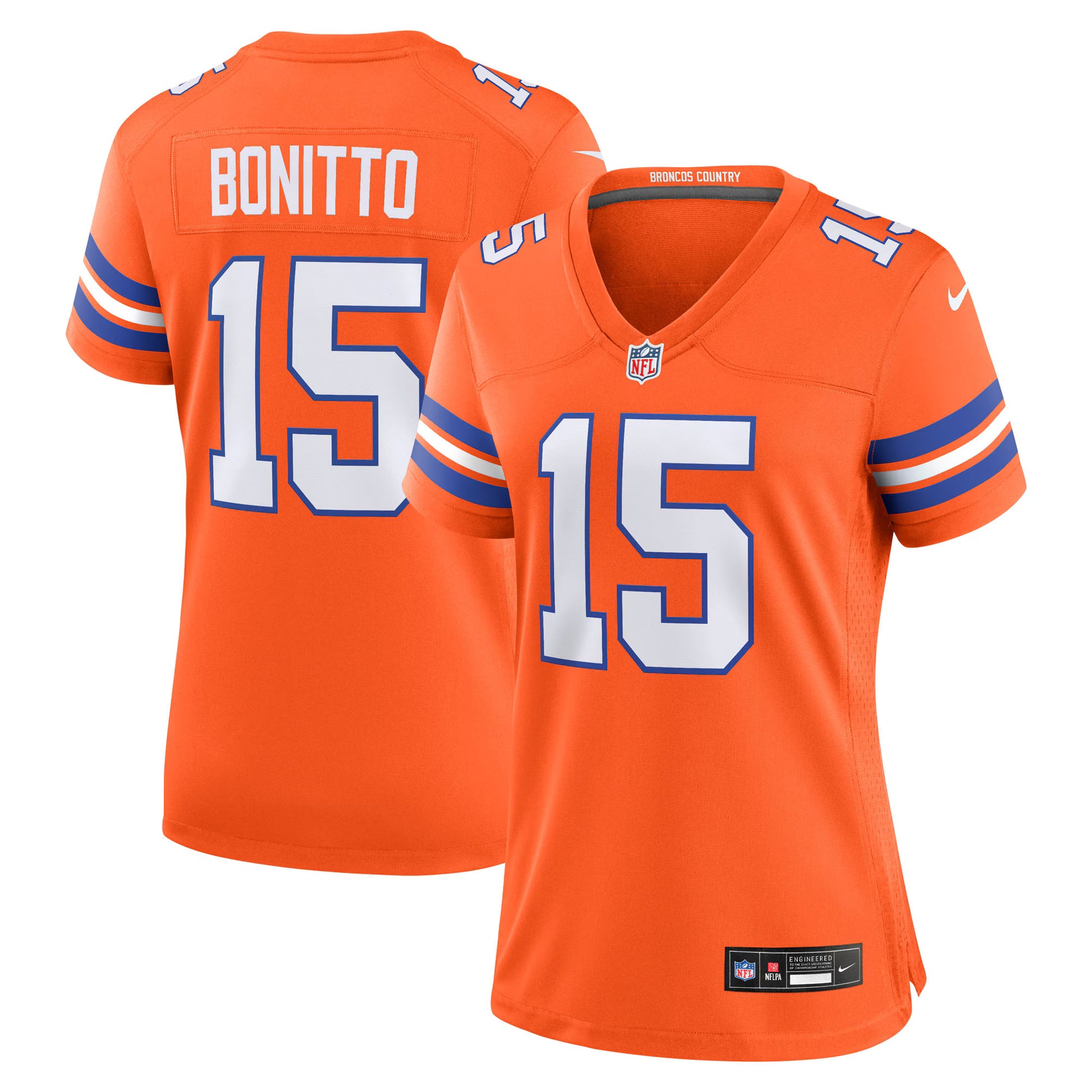 Nik Bonitto Denver Broncos Nike Women's Alternate 2 Mile High Collection 1977 Throwback Game Jersey -  Orange