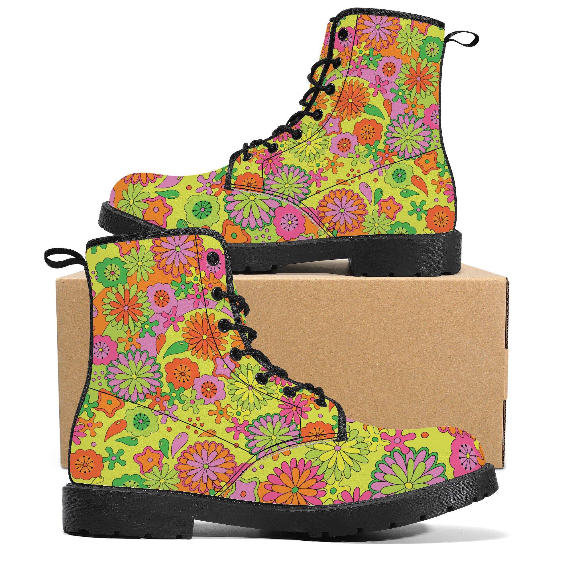 Trippy Flowers Vegan Leather Boots